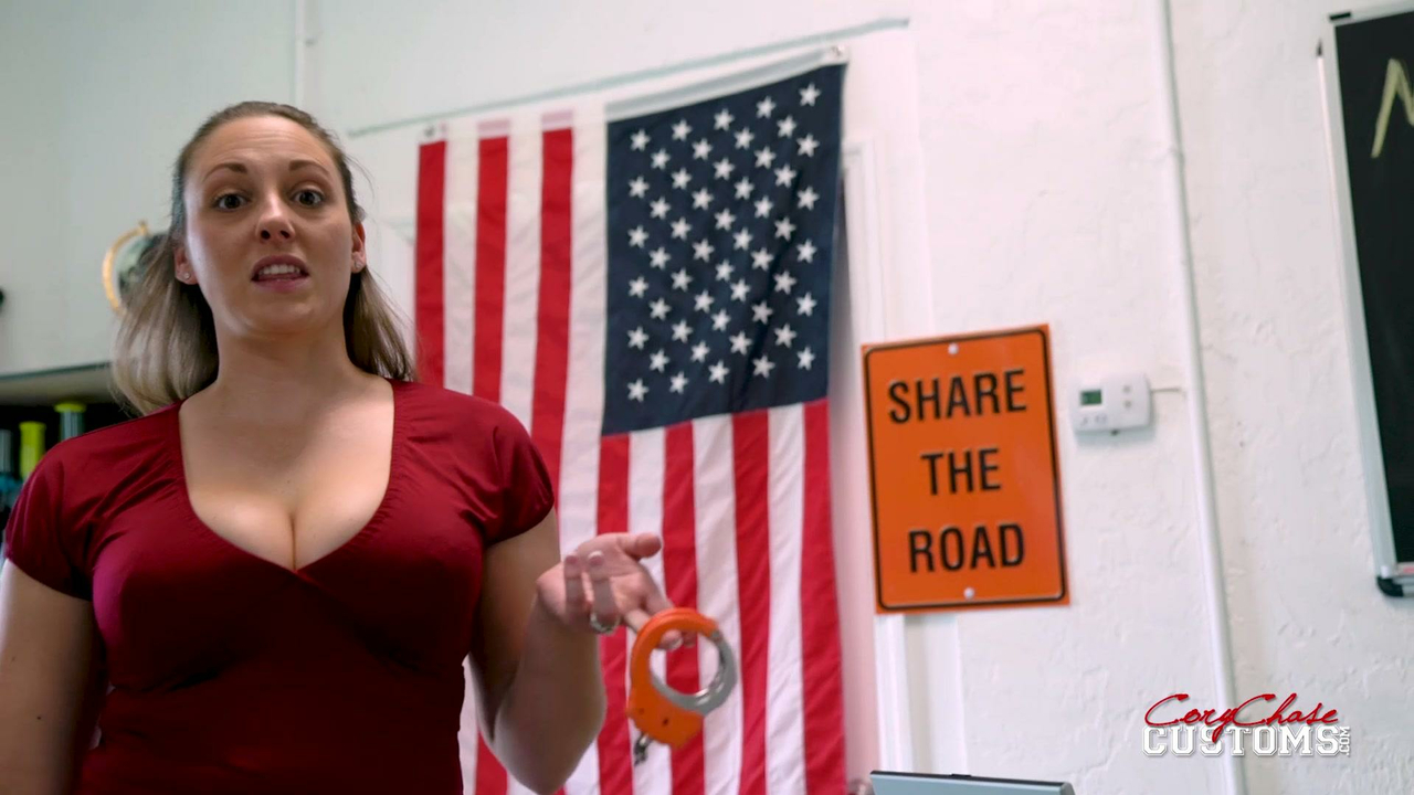 Topless handcuffed blowjob for food grades