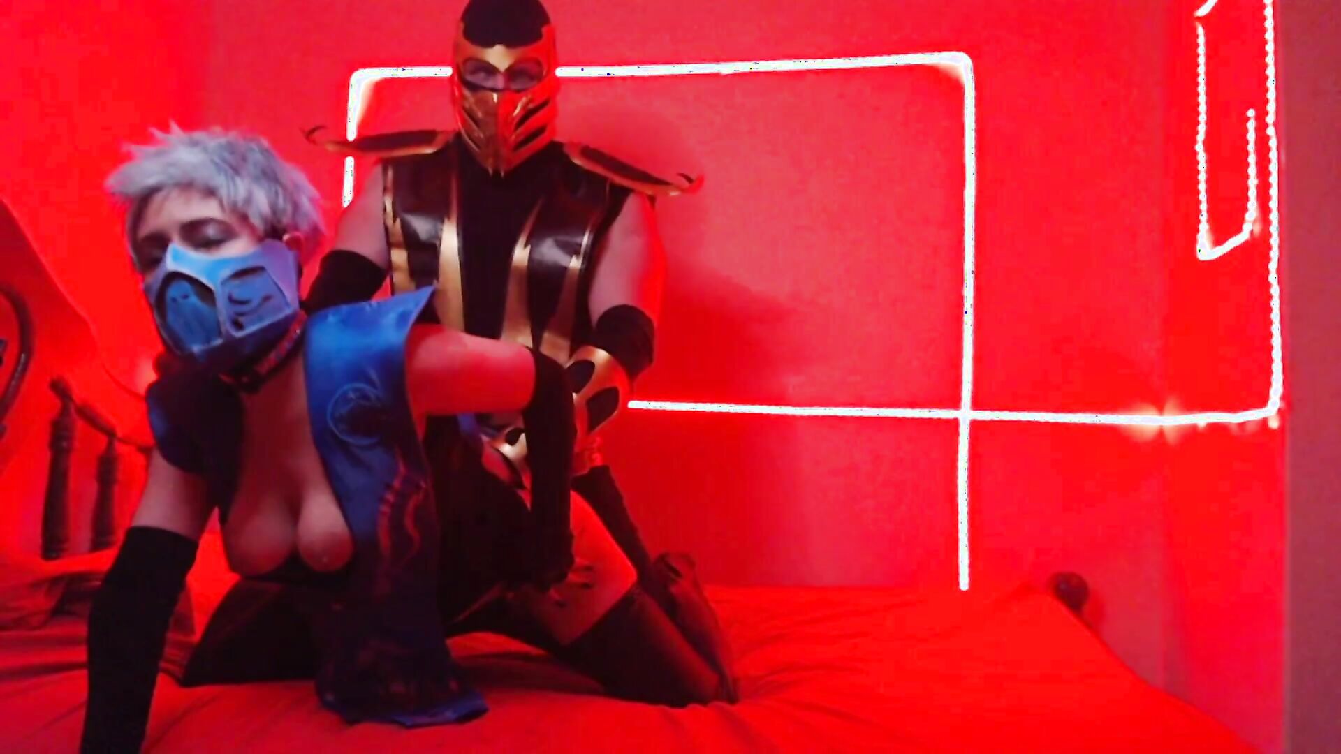 Black Kitsune - Frost VS Scorpion Blowjob & Cumshot - ManyVids - blowjob - high heels - dirty talk - big tits - pov - cosplay - black - pussy - latex