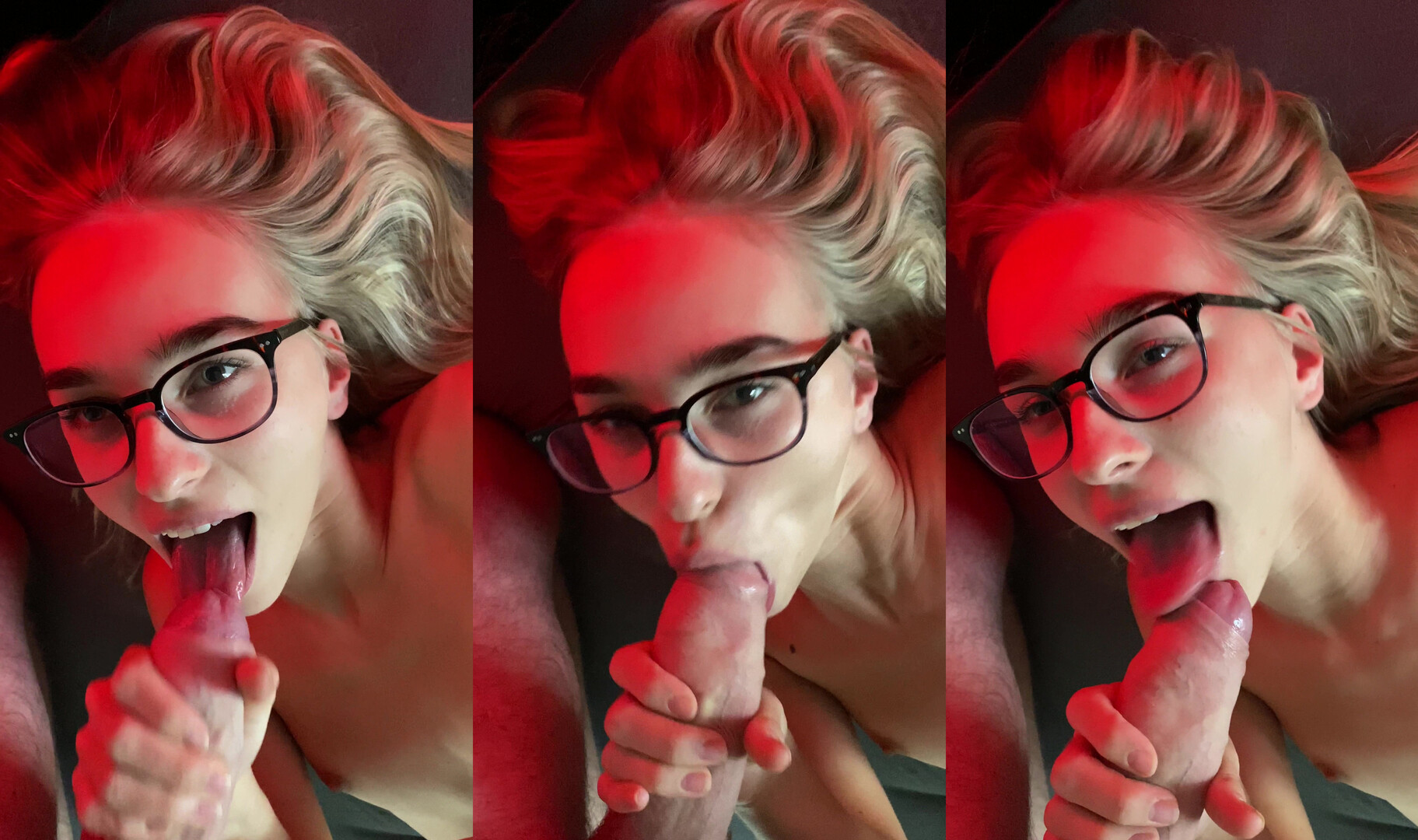 CatAndDick - One of Our First Videos Ever! Blowjob + Cum All Over My Glasses - OnlyFans - blowjob - blonde - small tits - live show - pov - big dick - deepthroat - natural tits