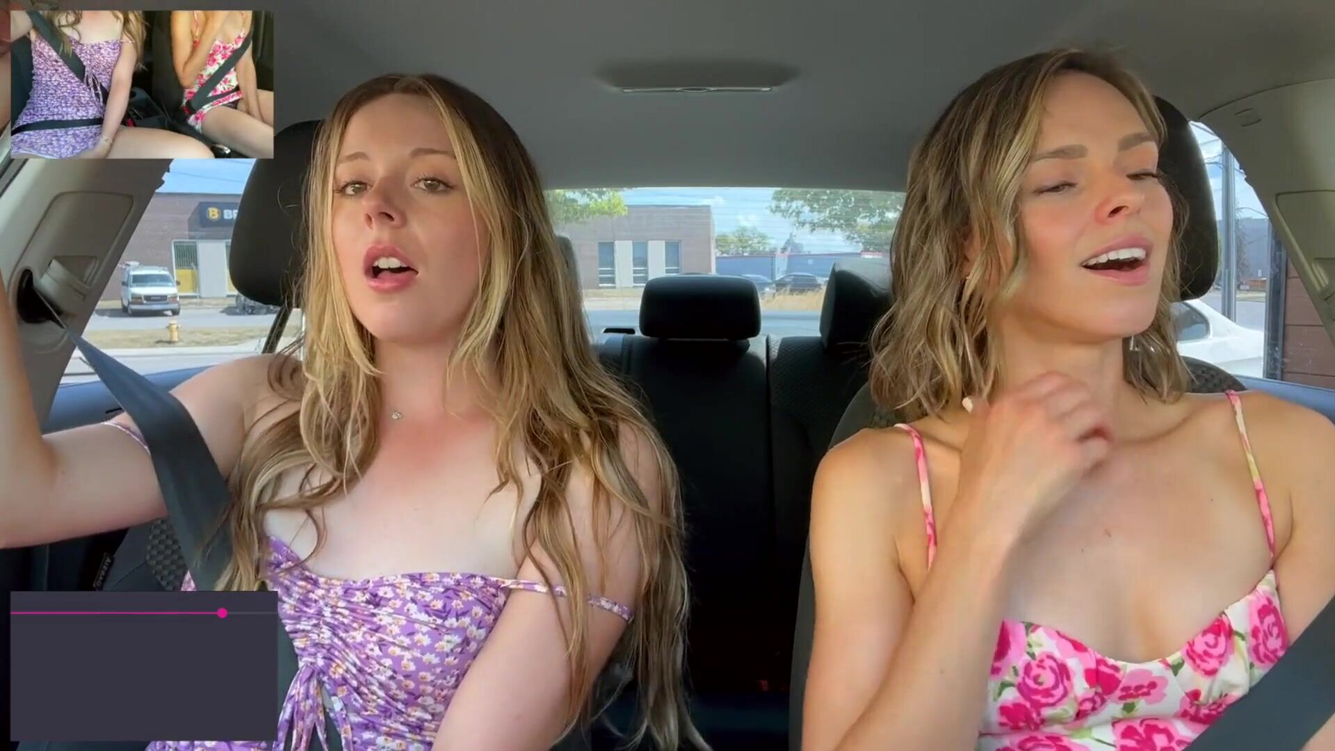Serenity Cox, Nadia Foxx - Cumming Hard in Drive Thru with Lush Remote Controlled Vibrators - OnlyFans - milf - pov - blowjob - small tits - natural tits - cuckold