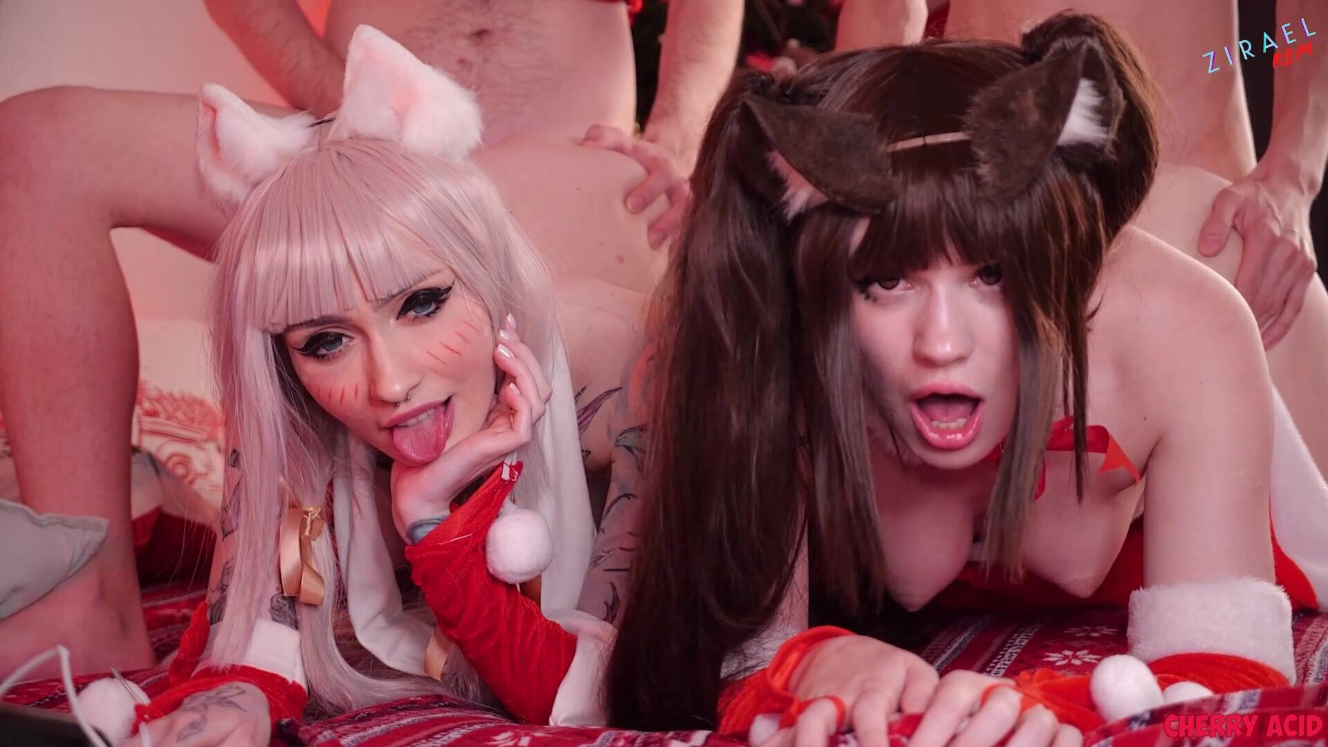 Zirael Rem - Vanilla And Chocola 4some Fuck - ManyVids - teen - big tits - fake tits - pov - dirty talk - tattoo - big dick - blowjob - lesbian