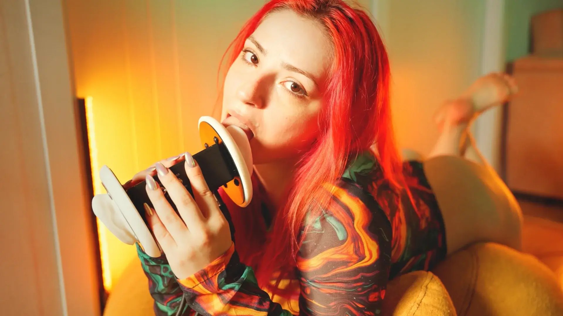 The Sounds of Girls Juicy Ear Licking in a Tight Body Suit