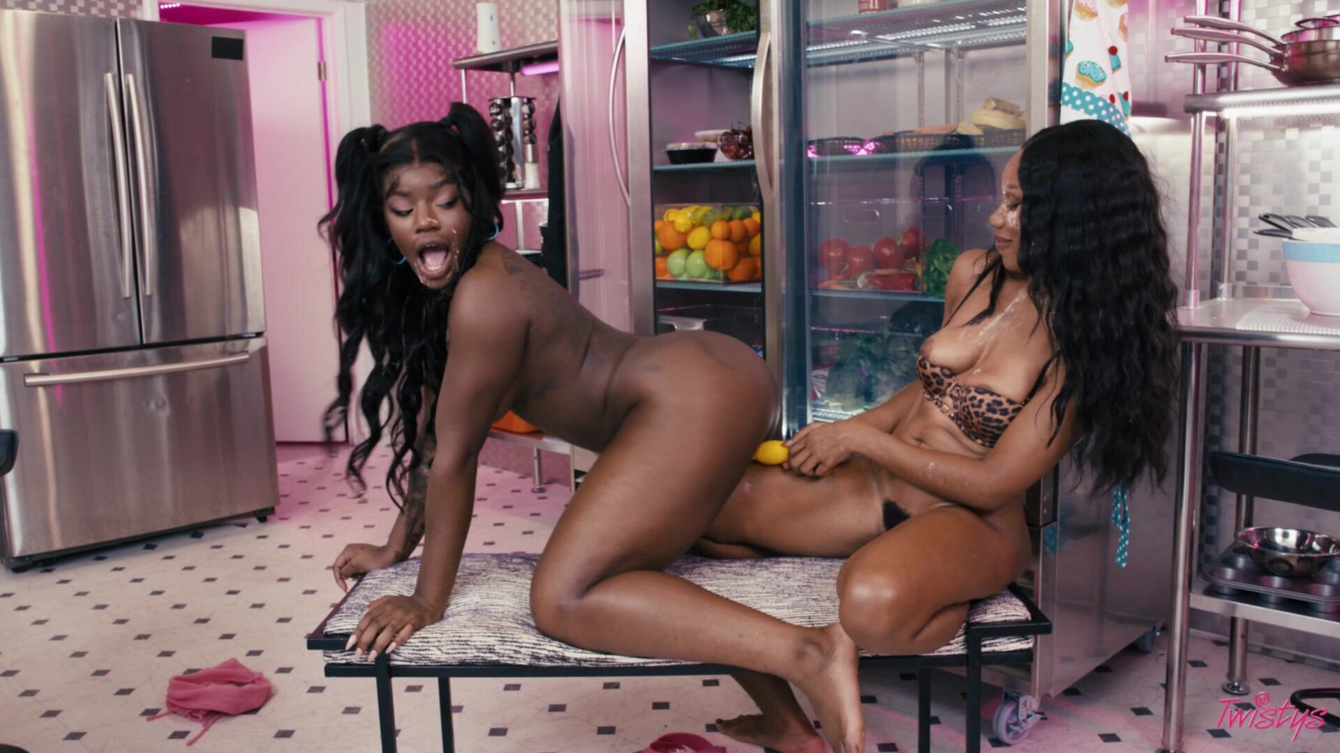 Jenna Foxx and May Hashira - Mukbanging - WhenGirlsPlay - WhenGirlsPlay - pussy - ebony - lesbian - natural tits - masturbation - tattoo
