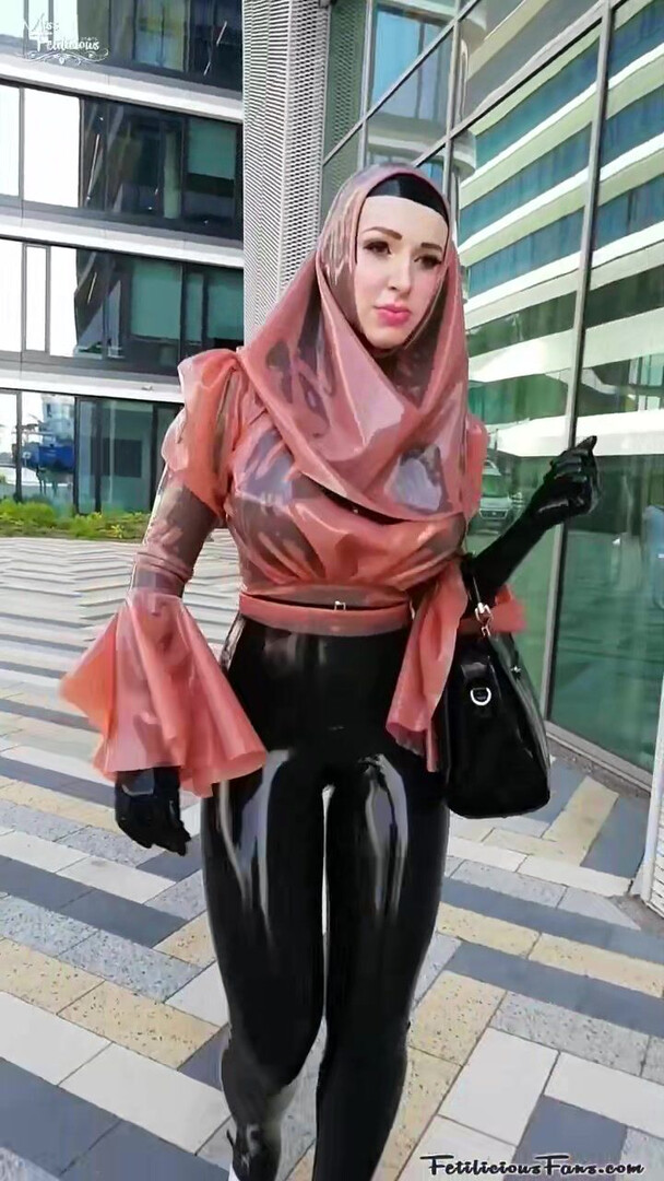 Miss Fetilicious - Transparent Pink Latex Hijab Style in Public - ManyVids - pink - latex - public - fetish - hardcore - milf - big tits - pov - femdom