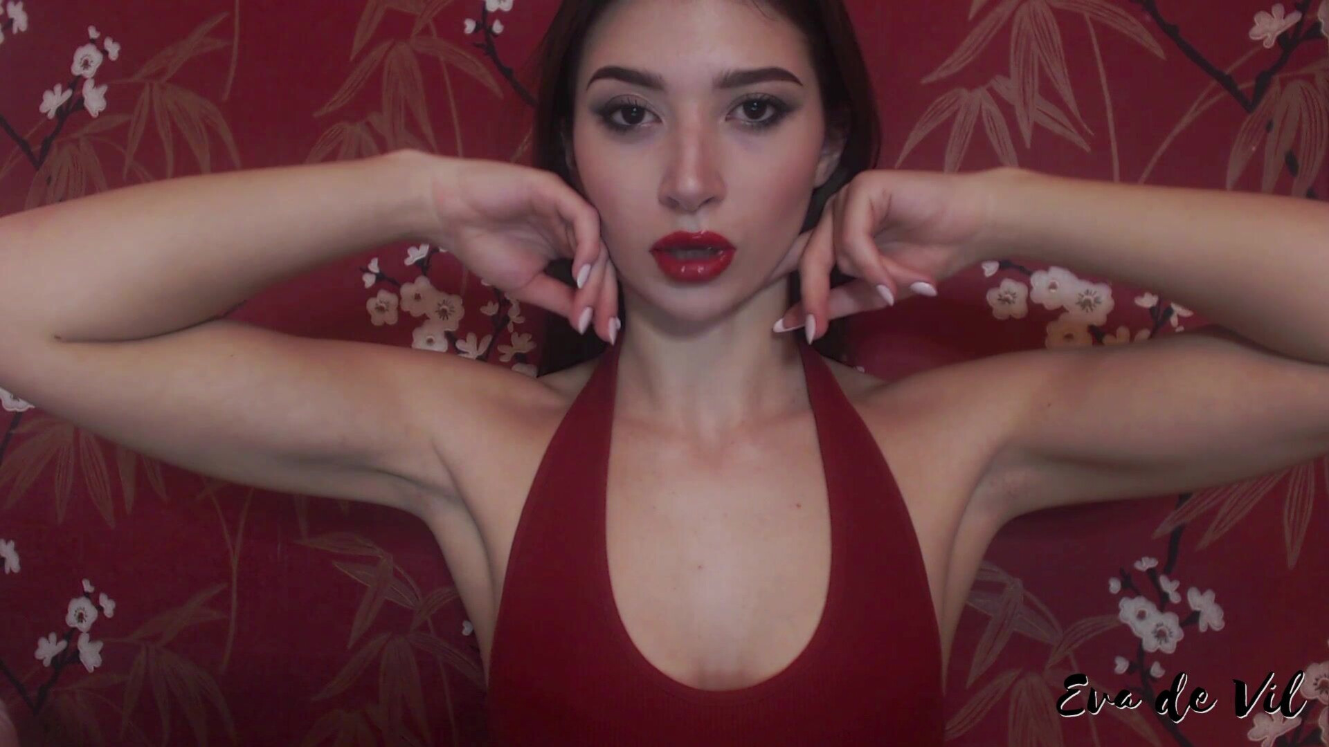 Eva de Vil - Luscious Red Lip Worship - ManyVids - fetish - dirty talk - brunette - femdom - small tits - natural tits - hardcore - pov - solo