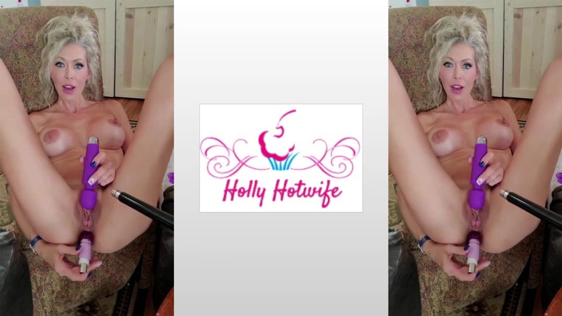 Holly Hotwife - Double Dildo And Fuck Machine Solo - ManyVids - big tits - dildo - solo - milf - blonde - blowjob - big dick - tattoo - fake tits