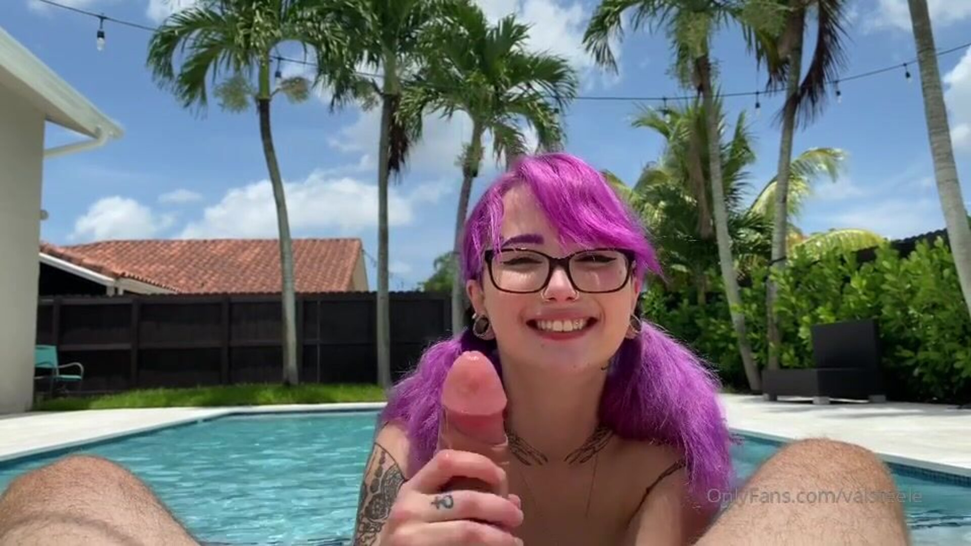 Valerica Steele - POV Seducing Stepdad Jmac by the Pool - ManyVids - pov - stepdad - teen - blowjob - big dick - tattoo - stepmother - facial - taboo