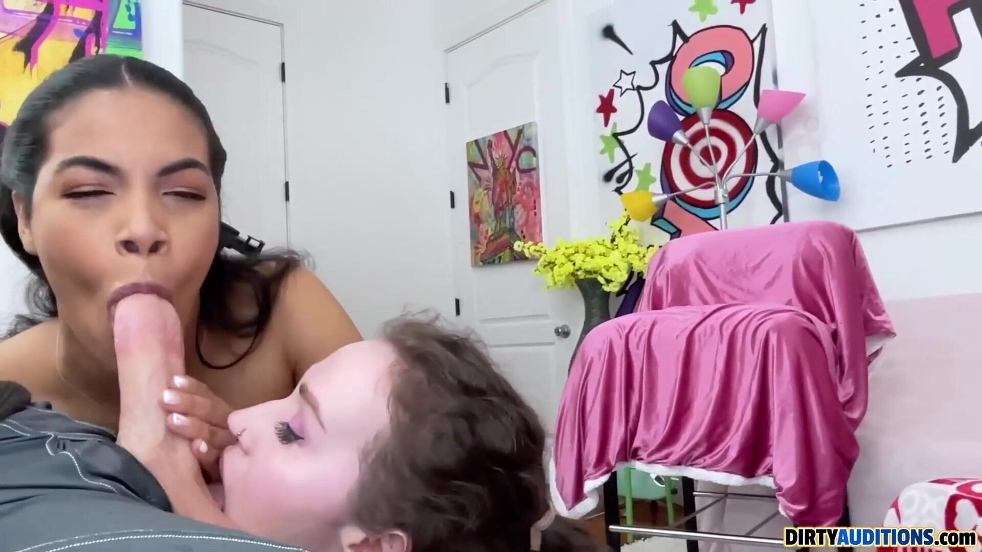 Hazel Paige and Maya Farrell - Maya and Hazel Swap Spit - DirtyAuditions - DirtyAuditions - pov - big dick - deepthroat - blowjob