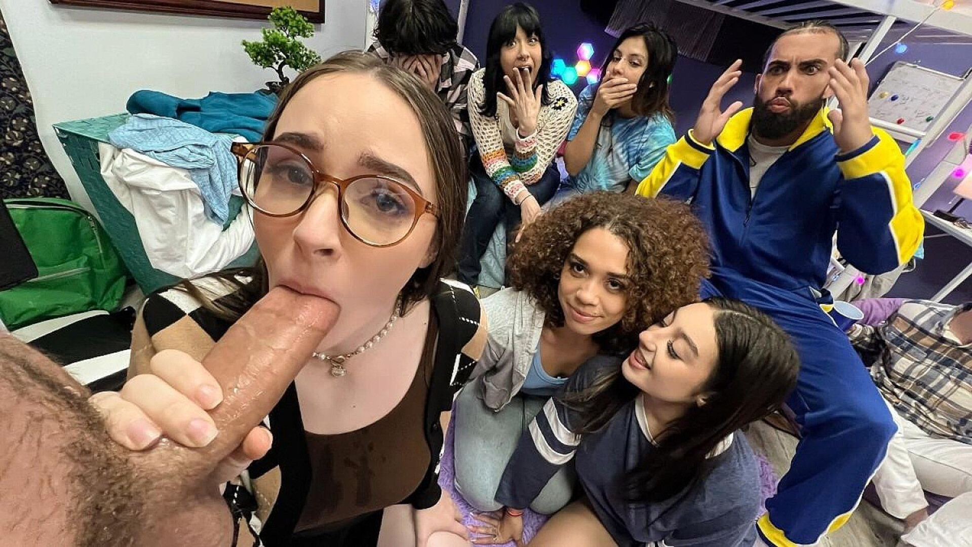Violet Gems, Willow Ryder, Hazel Moore - Dormitory Delights - DareDorm - DareDorm - ebony - black - teen - natural tits - big tits - brunette - big ass - big dick - small tits
