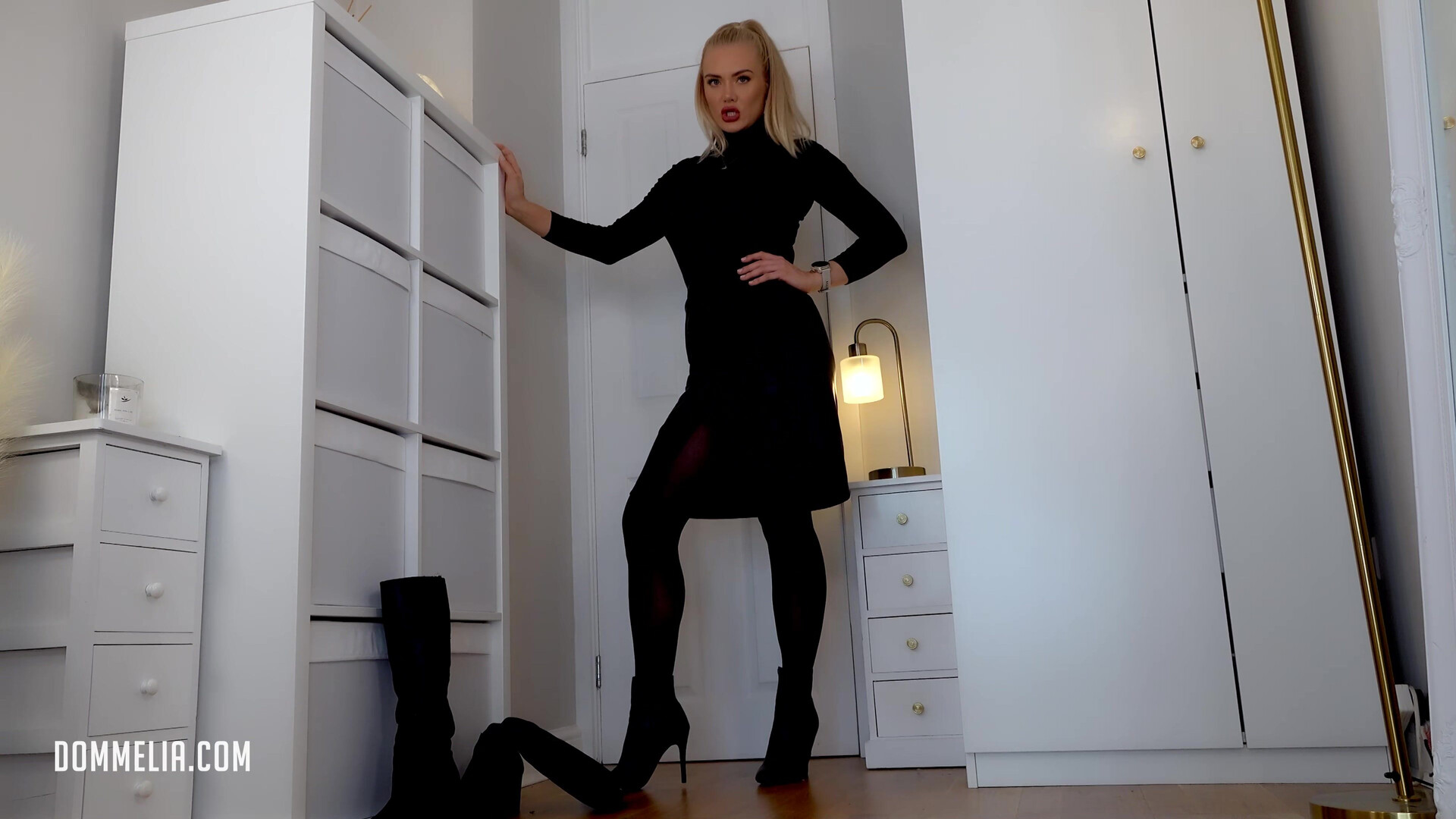 Goddess Dommelia - Obsessed With My Boots - ManyVids - blonde - milf - big tits - femdom - fetish - dirty talk - pov