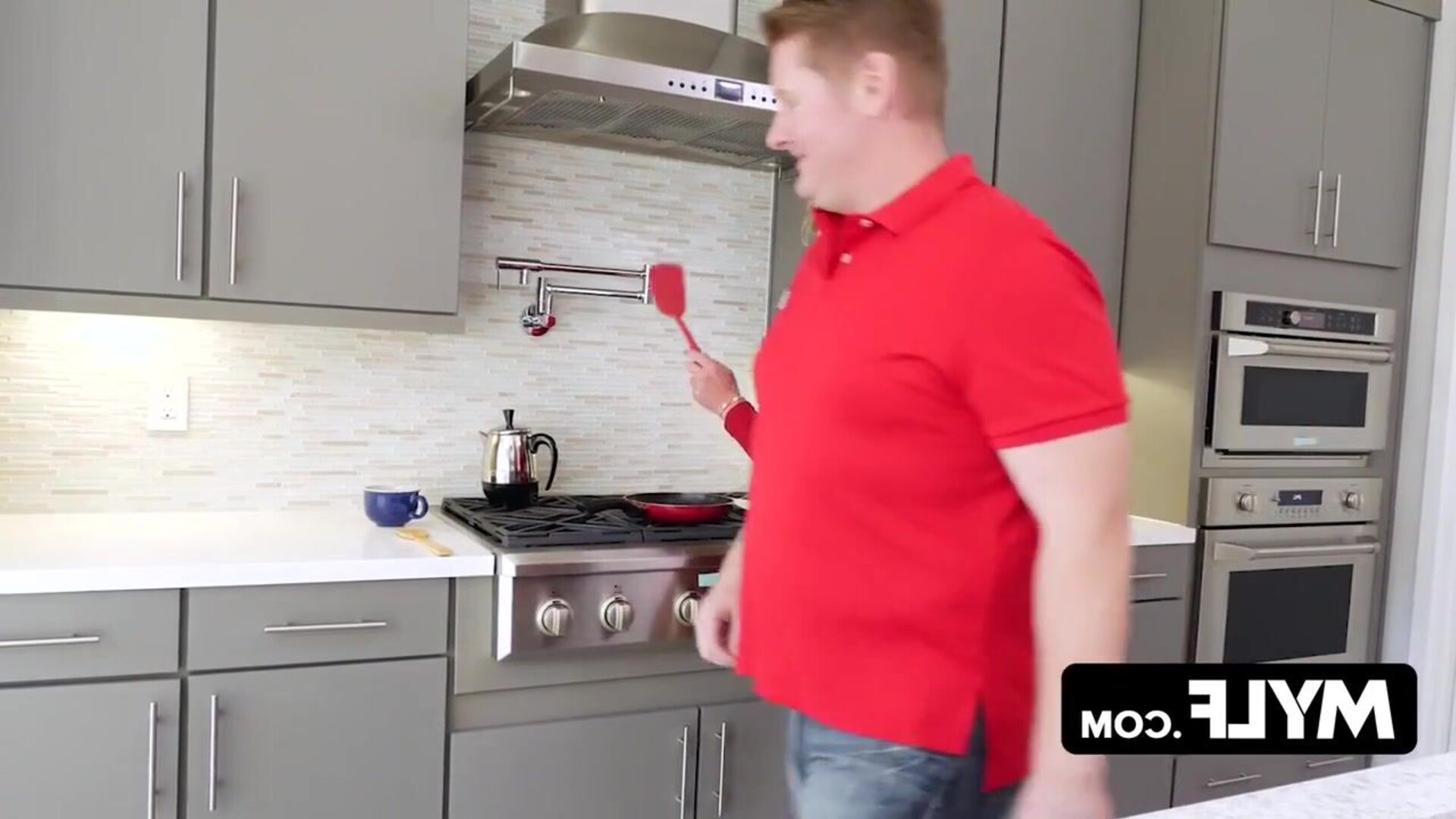 A full figured homemaker presses against his rigid penis, her hips moving up and down - blowjob - creampie - milf - footjob - wife - big tits - big ass - eating pussy - american - ass