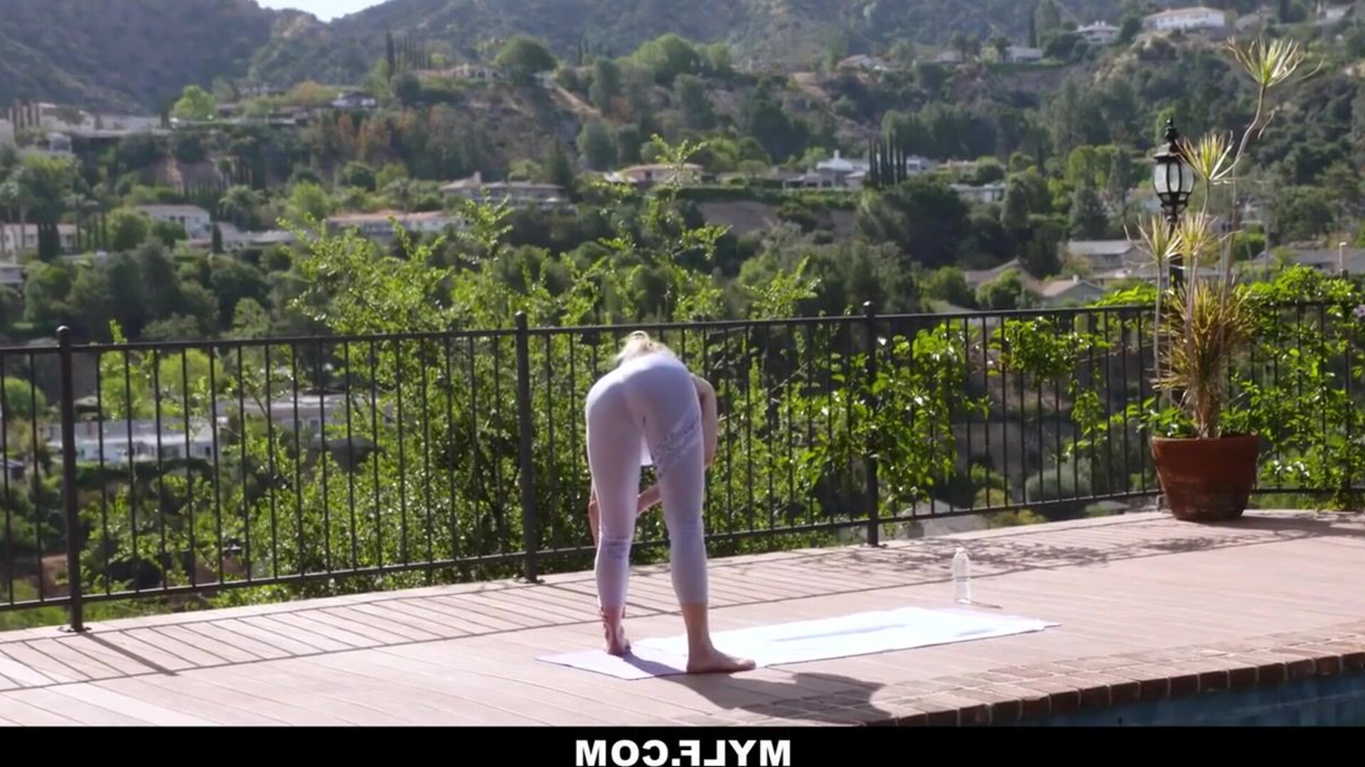 A nearby resident exploits Brandi Love's torn tights - pornstar - cougar - yoga - cum in mouth - big tits - pantyhose - ass - neighbor - love - huge tits