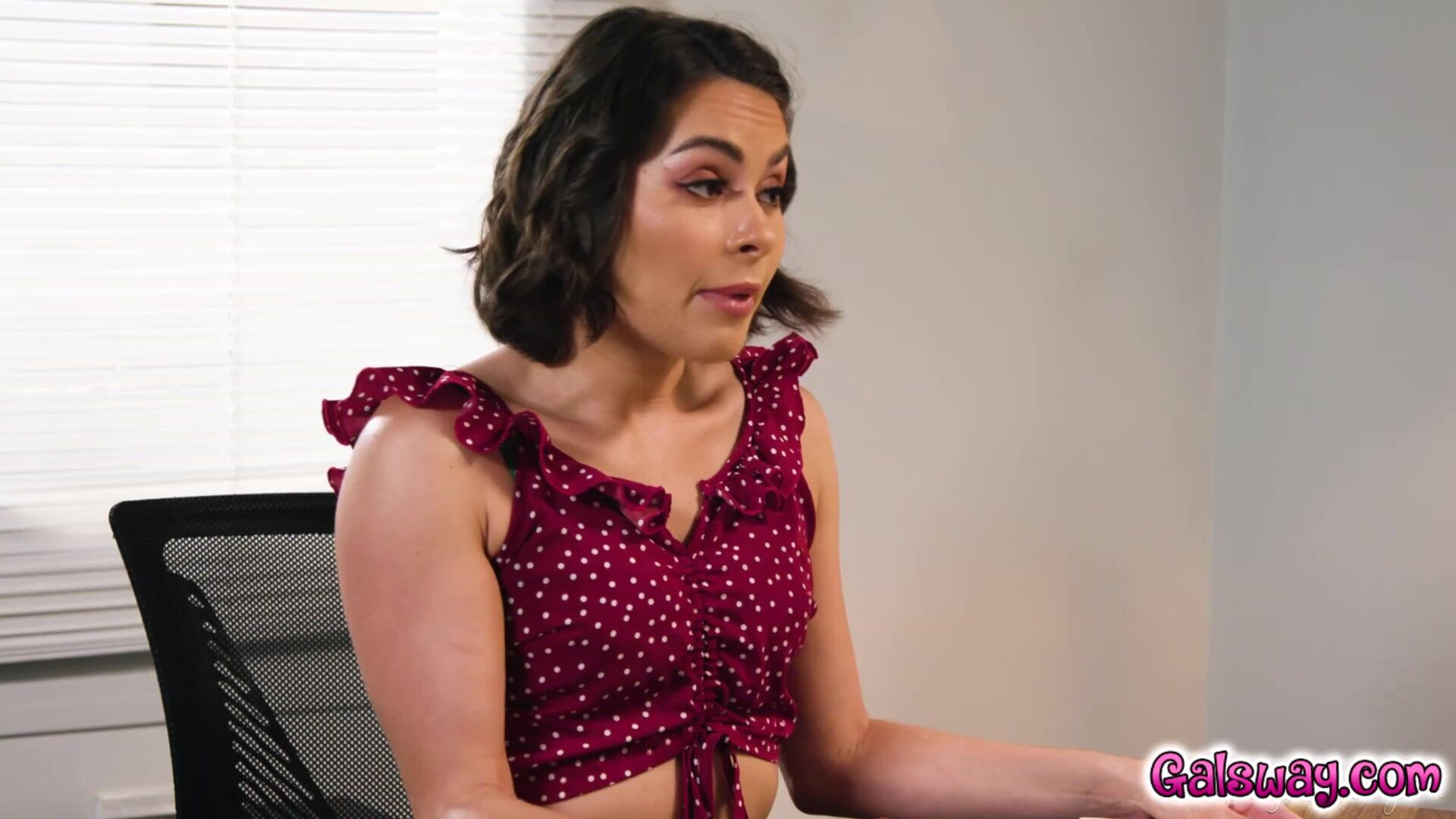 Booty Negotiation in the Office with Jenna and Nicole - lesbian sex - pussy licking - big ass - big tits - office sex - brunette - natural tits - fingering - 69 - tattoos