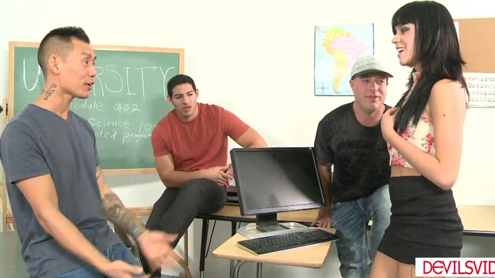 College teen gangbanged by classmates - gangbang - anal - teen - interracial - oral - facefuck - latin - college - petite - small tits