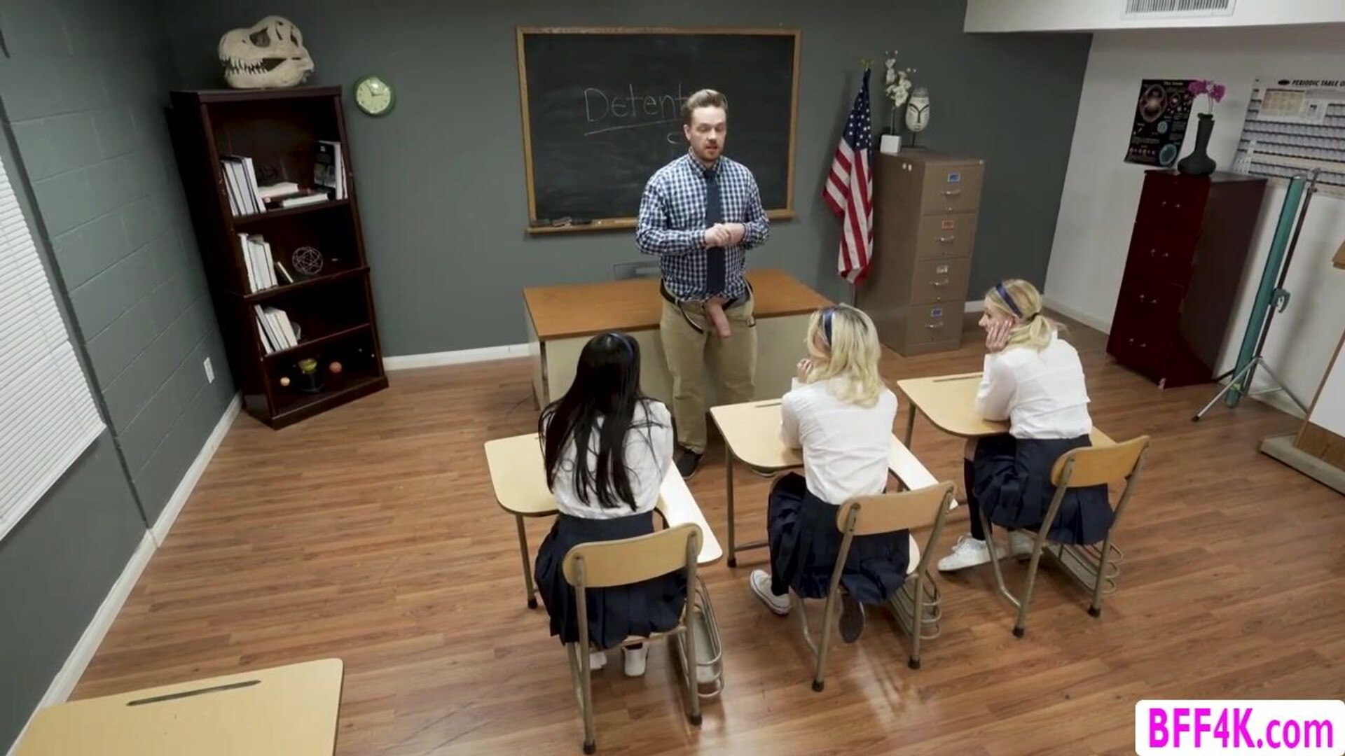 College teens wants to see their teachers big cock - teens - college - bff - foursome - bkowjob - classroom - pussy licking - fingering - brunette - natural tits