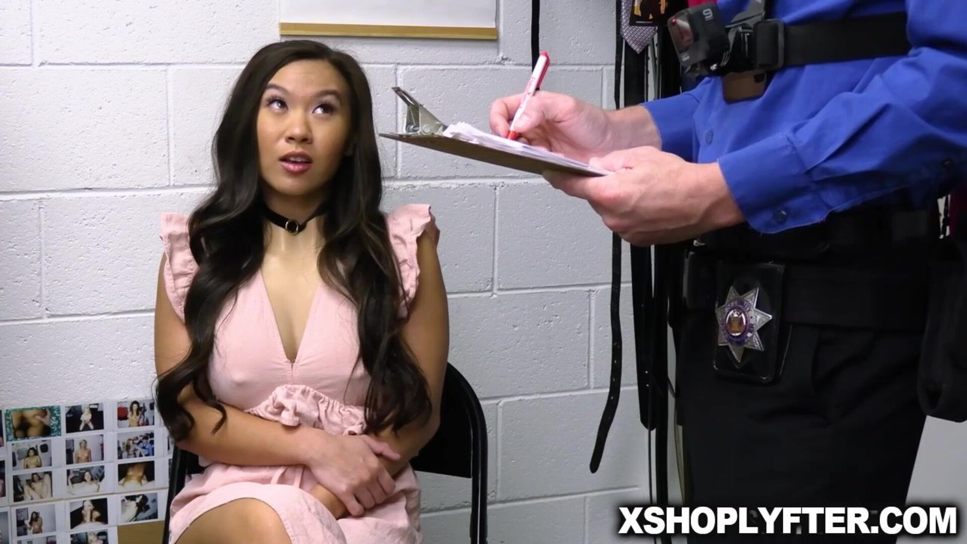 Rion King fucks Kimmy Kim to learn her lesson - shoplyfter - asian - big dick - blouse - blowjob - brunette - busty - petite - gagging - fingering
