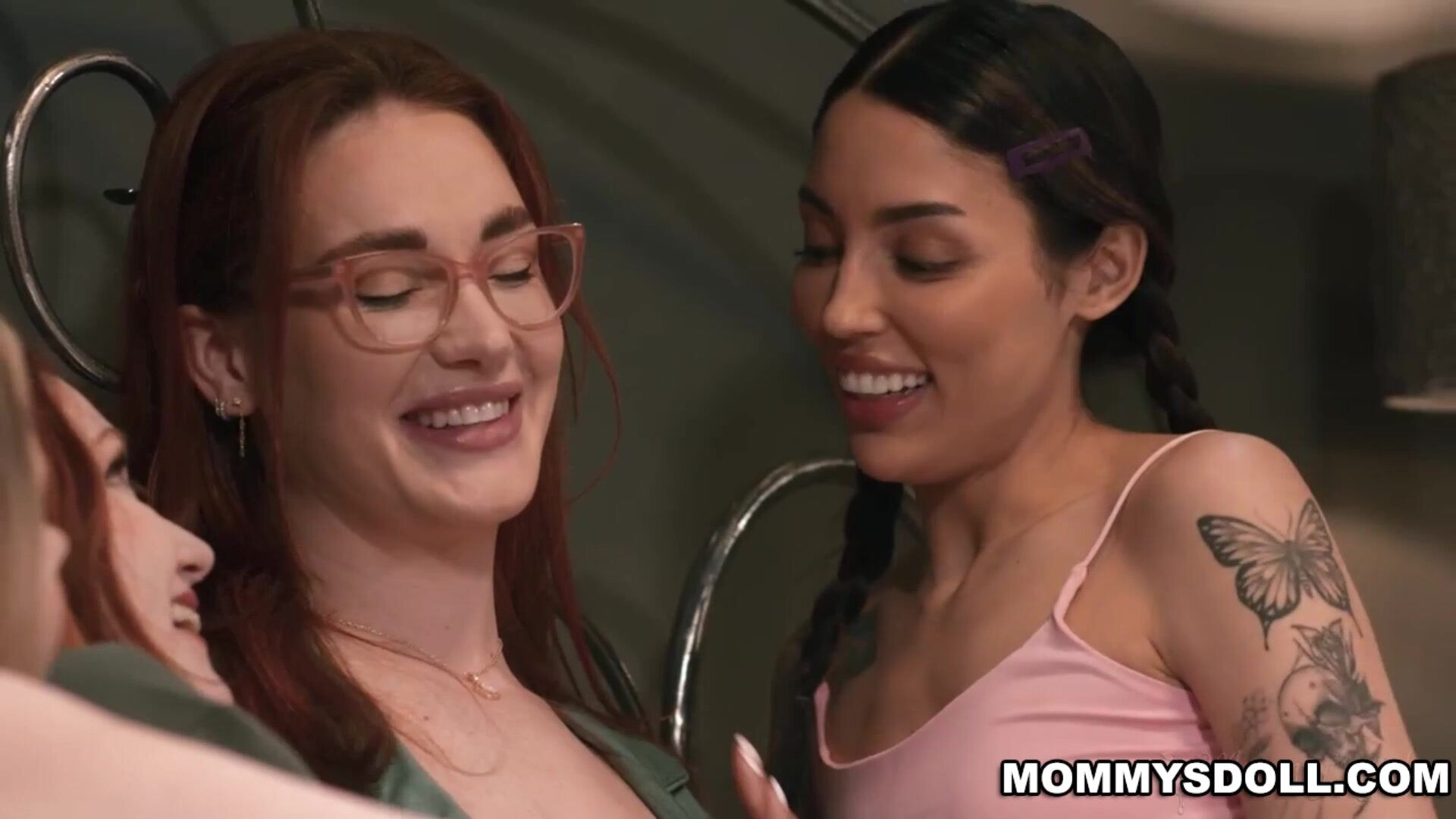 Siri crashed the Slumber Party - girlsway - blonde - natural tits - small tits - 69 - tattoos - tribbing - interracial - ass - lesbian
