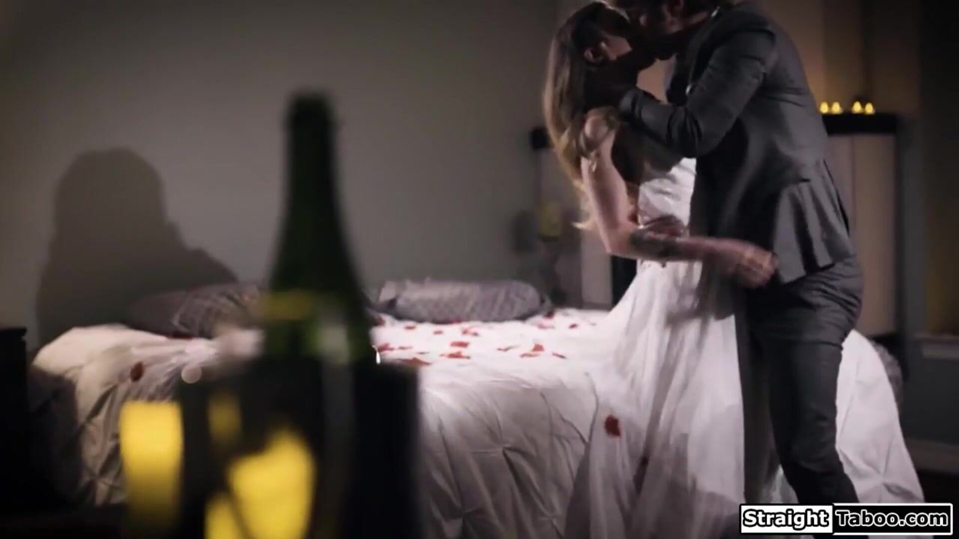 Small tits bride fucked roughly by hubby - rough sex - bride - small tits - facefuck - hairy - oral - masturbation - handjob - big cock - tattoos