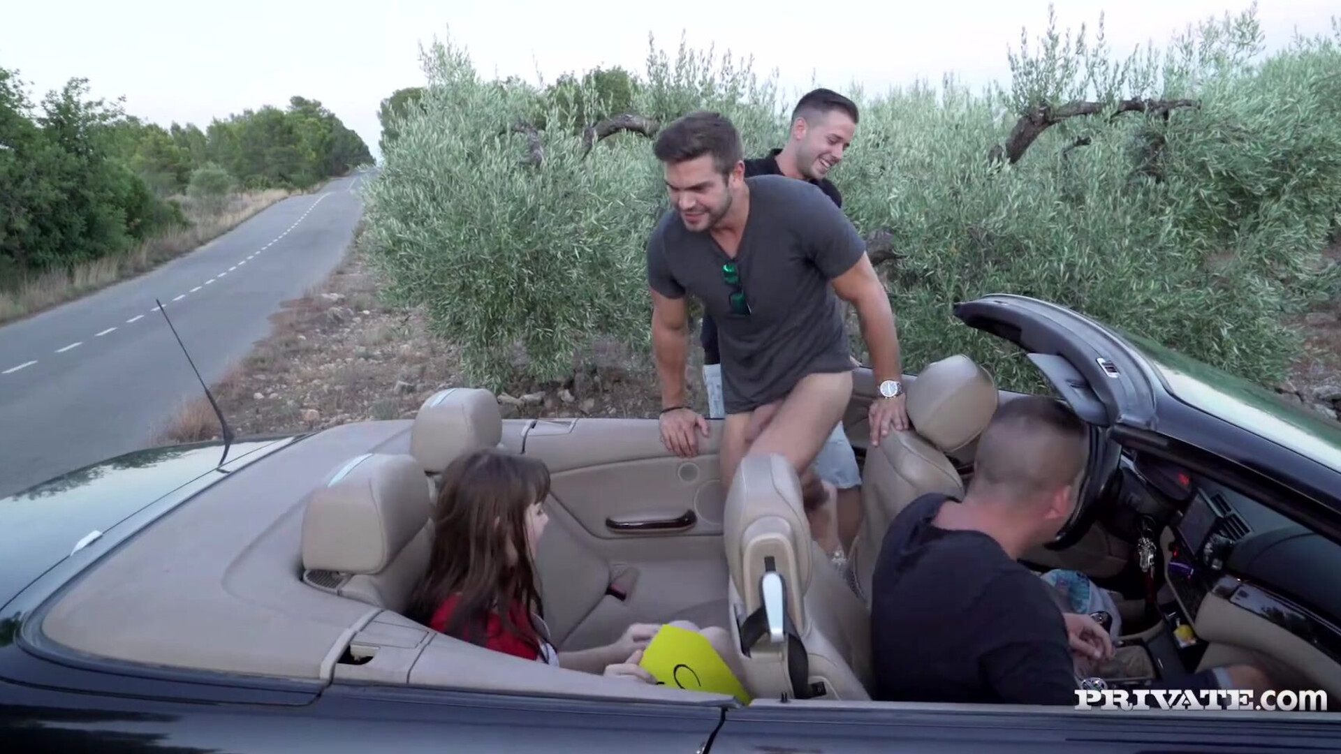 UnExpectedly Gangbang On The Road Luna Rival - teen - busty - hairy - brunette - public - lift - gangbang - hardcore - foursome - group sex