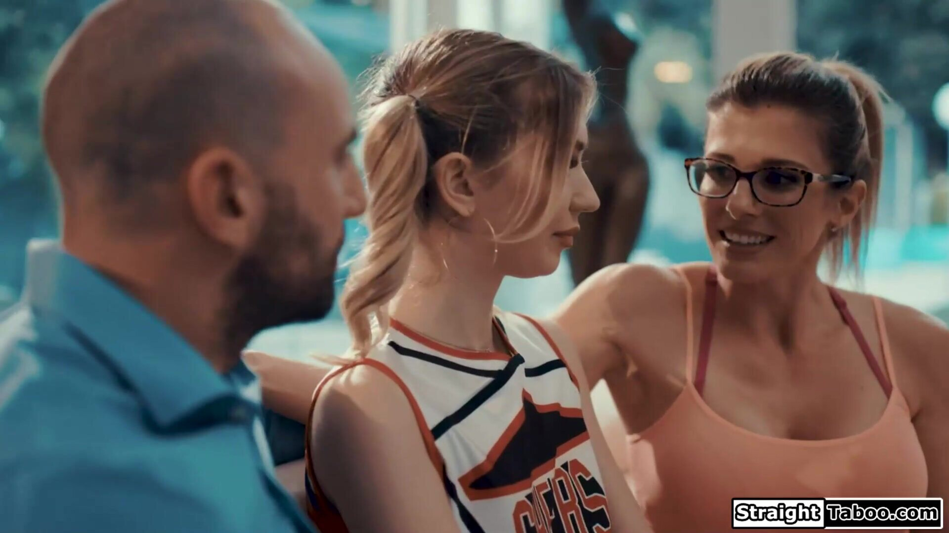 Cheerleader has no choice than to fuck - taboo - domination - old and young - threesome - big tits - oral - big cock - cheerleader - deepthroat - milf