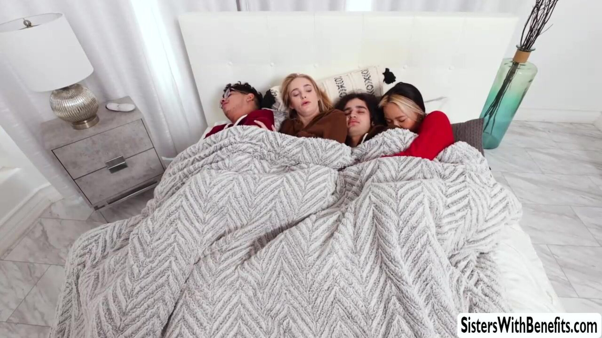 Interracial foursome with stepsiblings - teen - foursome - stepsis - stepbro - blowjob - blonde - brunette - natural tits - ass - tattoo