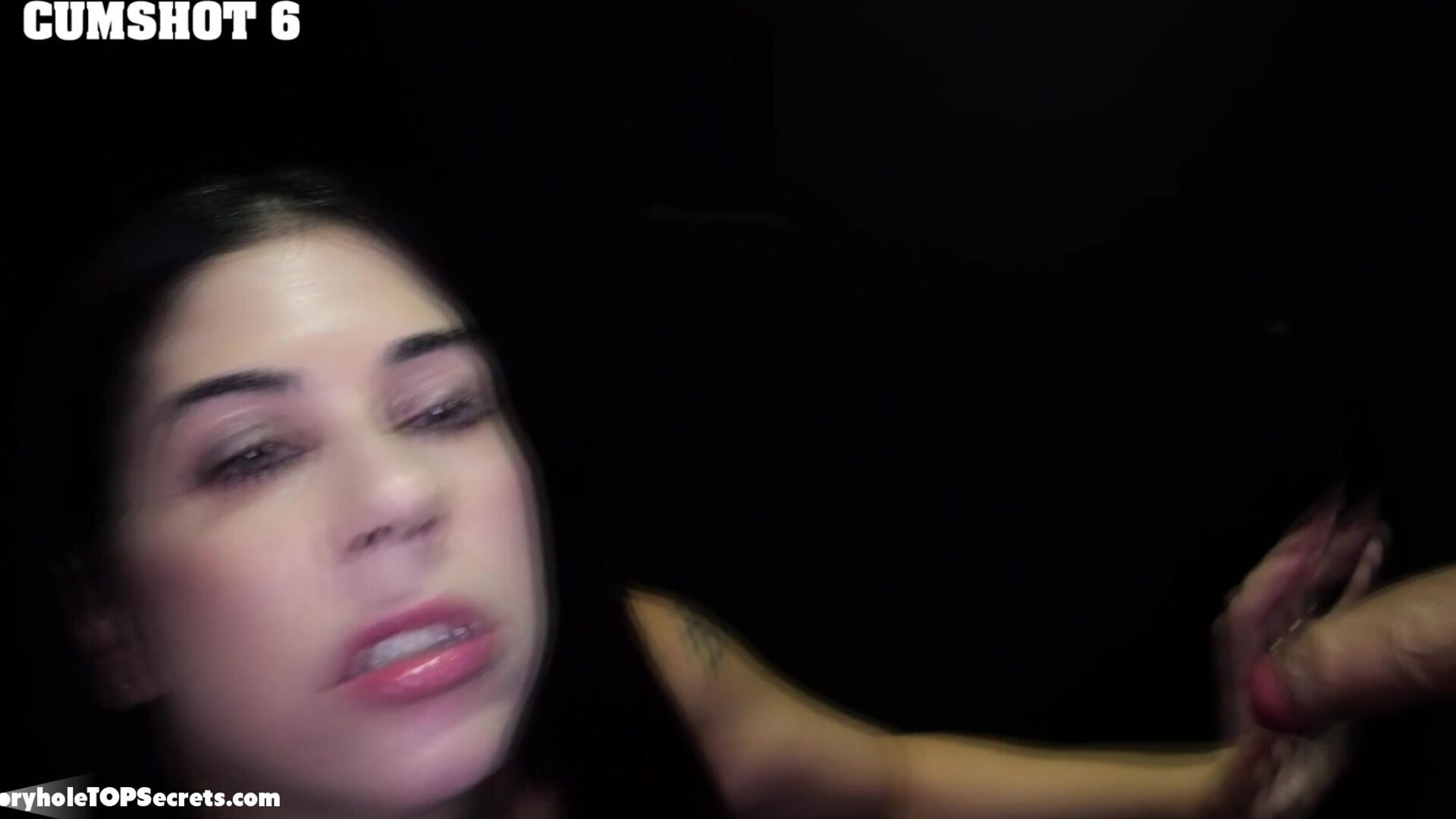 Fantastic job draining 10 cumshots, Anna! - gloryhole - blowjob - oral - brunette - small tits - natural tits - cumshot - facial - cum swallowing - cum on tongue
