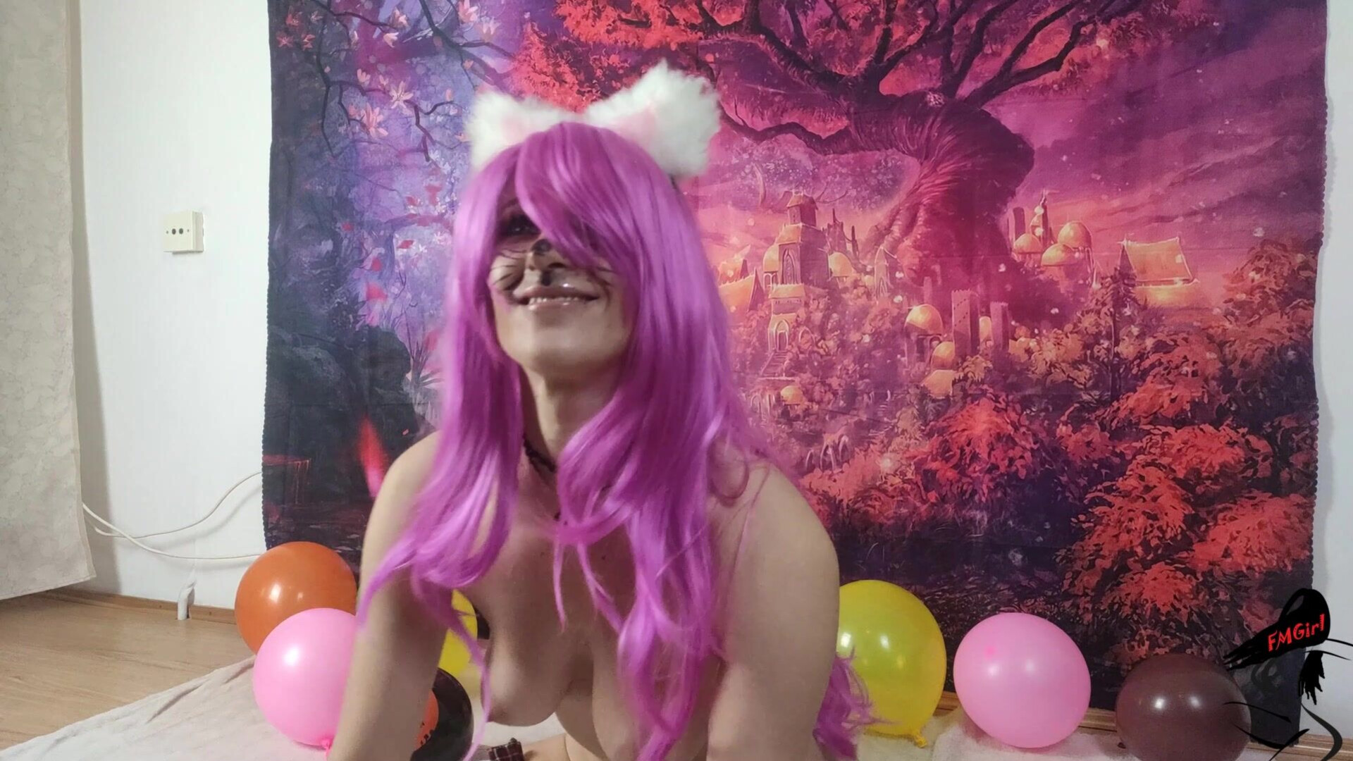 Fmgirl Sweet Kitty Struggling To Tie Balloons - solo - amateur - hd porn