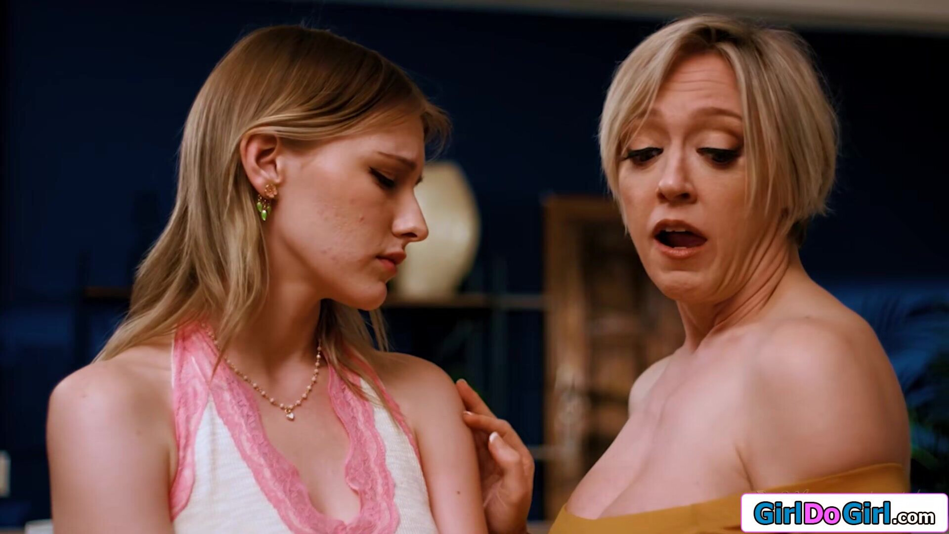 I am sucking on my stepmommys huge boobs - lesbian - stepmom - stepdaughter - old and young - big tits - oral - finger - petite - mature - kiss