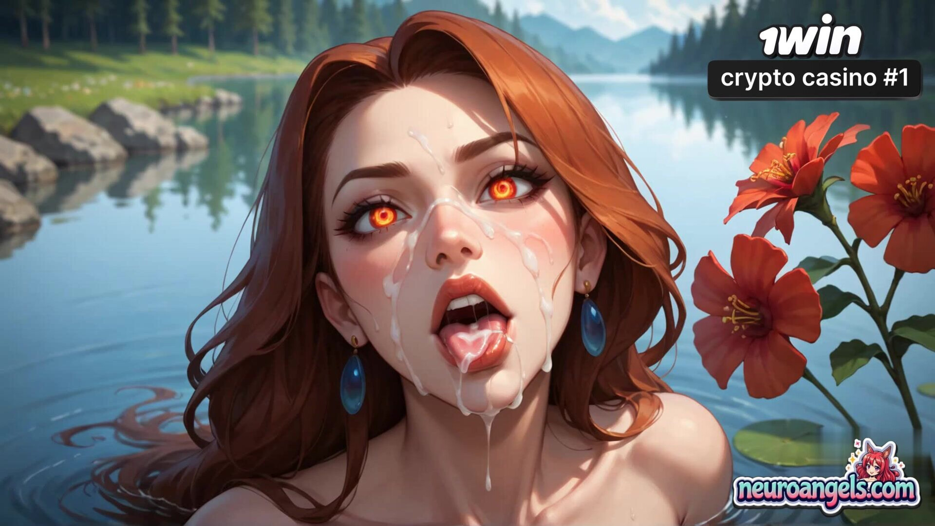 Milk Lake Sensation Surreal Wetness Amidst Serene Waters - lusty - bath - milk - ai generated - nature - romantic - surreal - wetness - hardcore