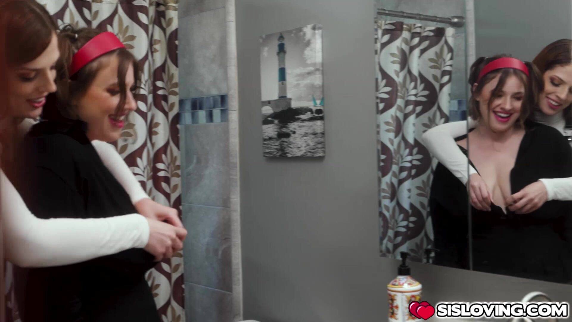 My stepsister and her friends spy trade - sislovesme - teen - stepsister - stepbrother - slutty - brunette - big tits - big ass - bathroom - girl on girl