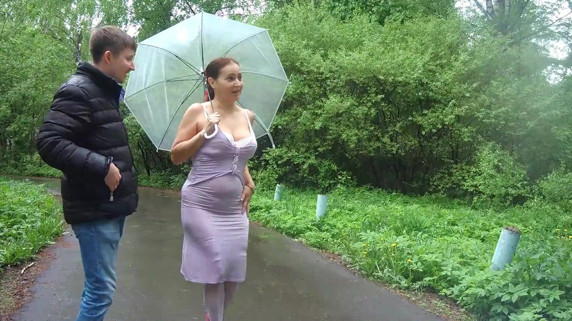 Russian Mature And Her Toy Boy - mature - russian - toy boy - outdoor - big boobs - old & young - blowjob - facial - amateur