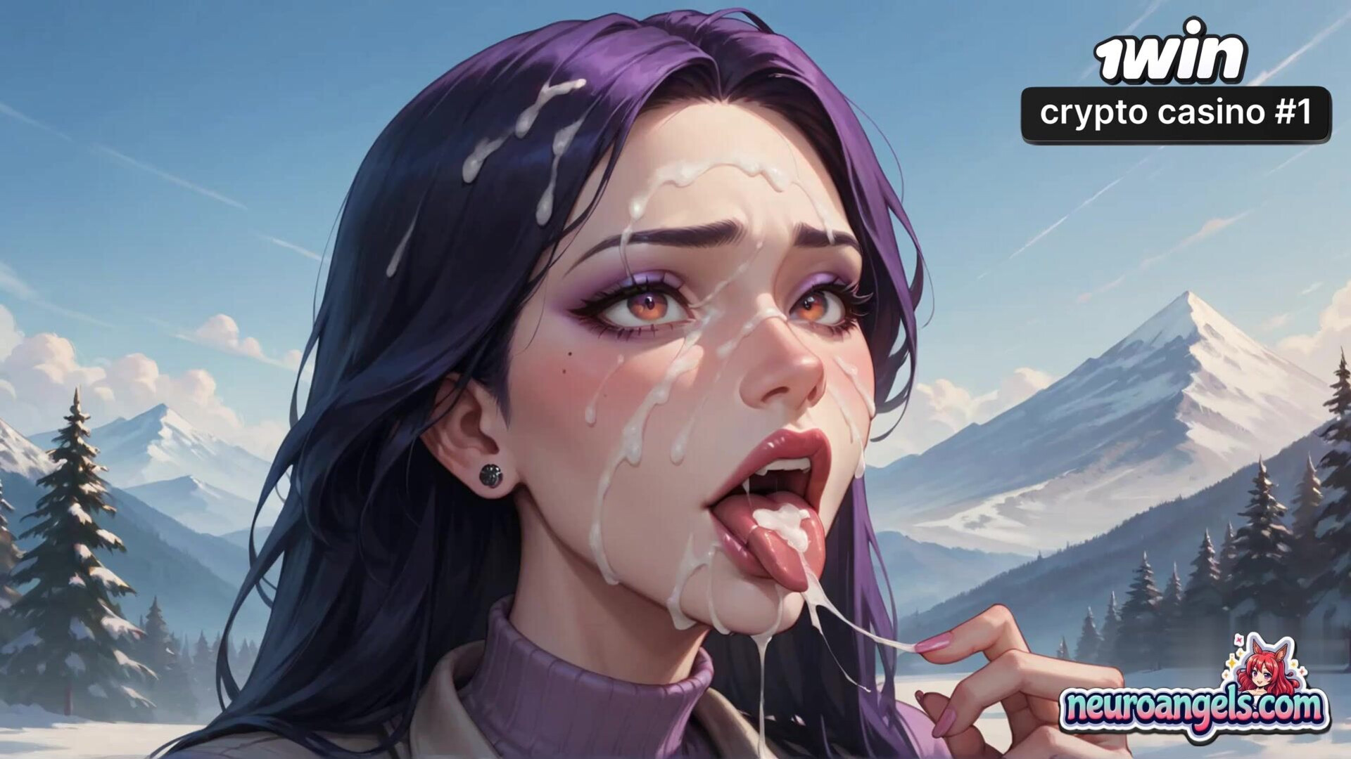 Snowy Mountain Cream Explosion Purple Goddess Gets Four Pump Frenzy - ai generated - multiple - orgasm - sex - winter - romantic - penetration - hardcore - mountain - creamy