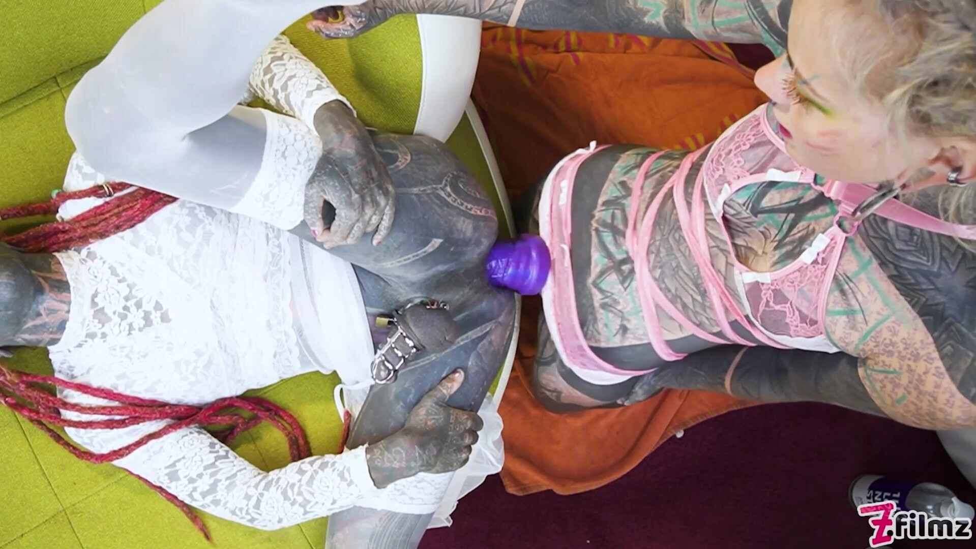 Tattooed trans sissy gets ass fucked with a strap on - zfilmz - tattoos - tattooed - trans - anal - strapon - strap on - fingering - blonde - small tits