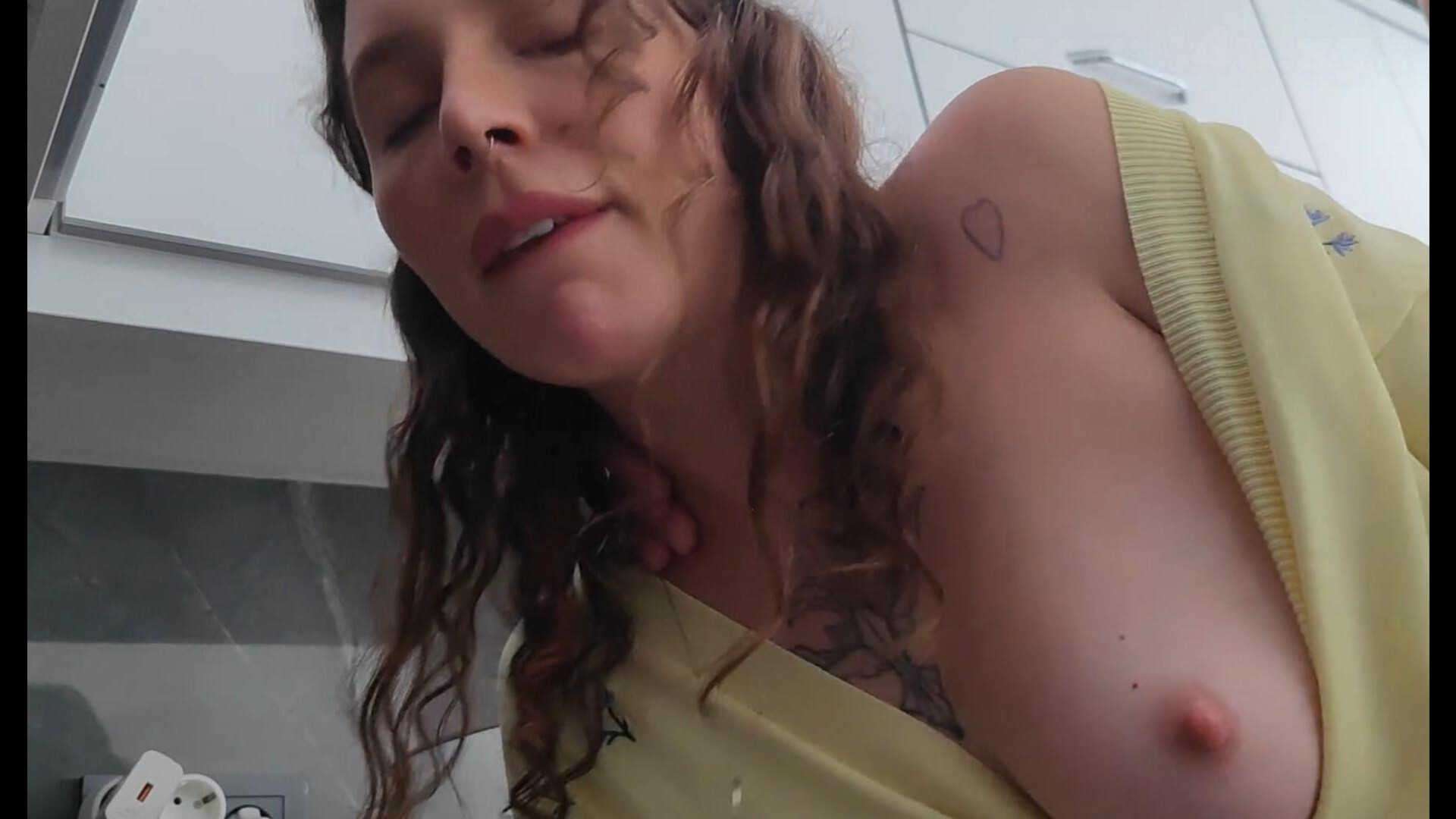 Big Booty Stepdaughter Fucked In The Kitchen - small tits - big cock - big ass - teen - stepdaughter - stepdad - creampie - petite - big booty - pawg