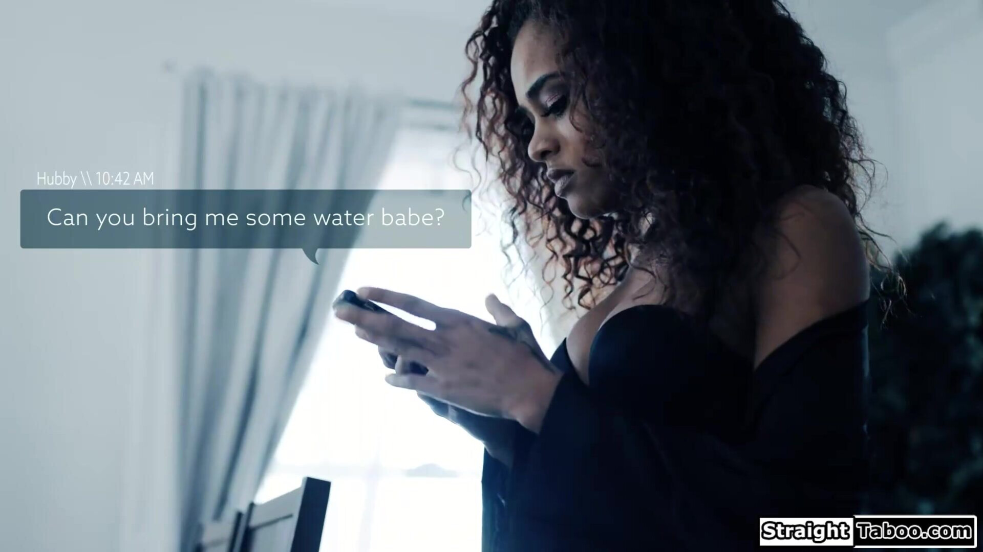 Ebony keeps quiet about her ill husband - taboo - cheat - ebony - oral - big cock - interracial - deepthroat - finger - petite - small tits