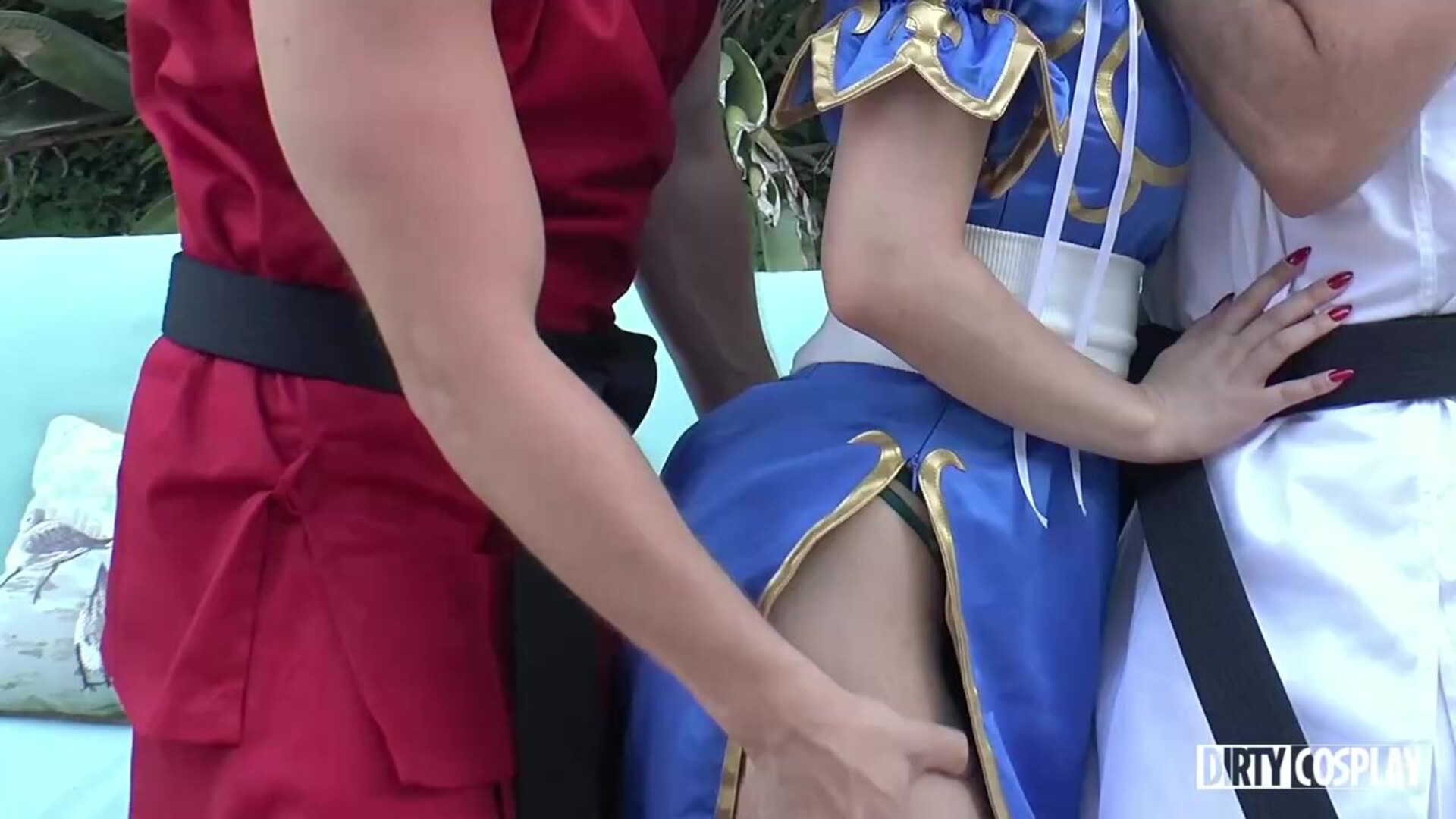 Jade Kush Ryu & Ken Double Teams Chun Li 720p - cosplay