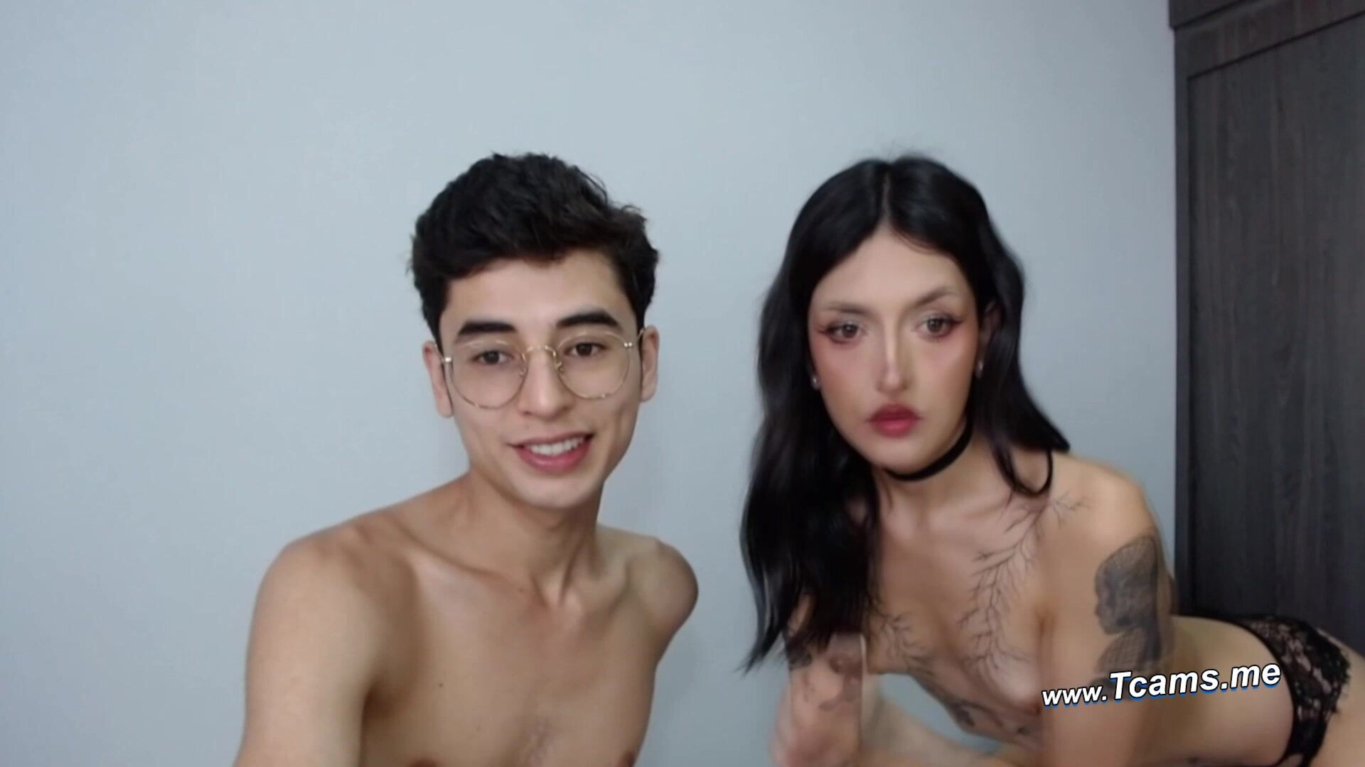 Sexy Ts Babe Slurping Bf's Wand - tcams - blowjob - sucking - jerking - couple - duo - licking - transgender - trans - girlcock