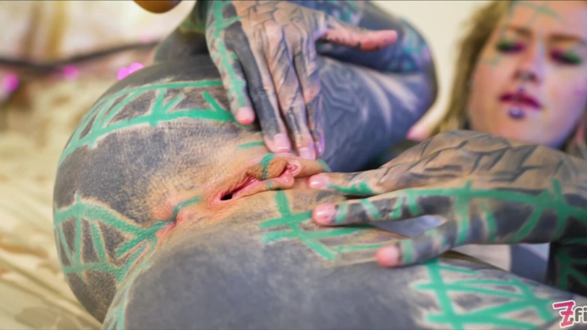 Tattooed girl fingering her pussy and ass - zfilmz - tattoos - tattooed - masturbating - anal - fingering - toy - gaping - blonde - small tits