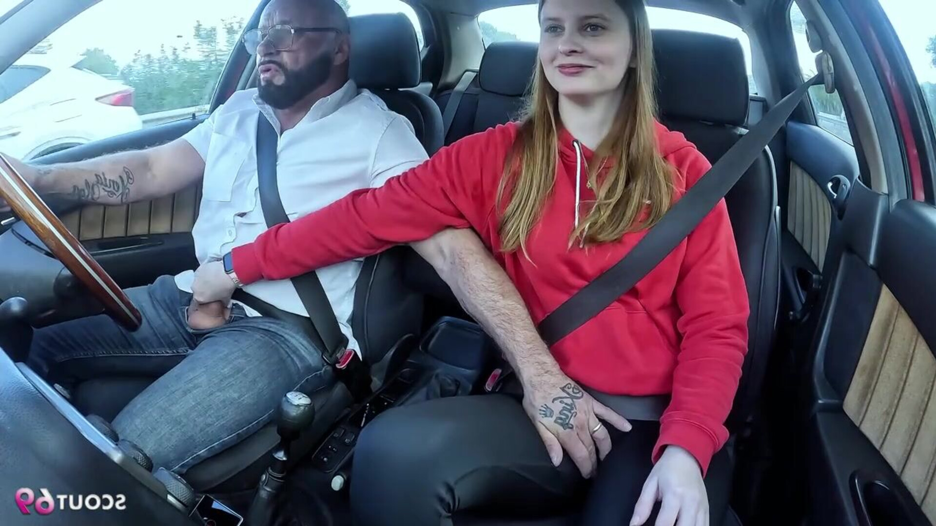 An eighteen year old natural redhead, a ginger with fair complexion, startles an olde - amateur - blowjob - teen (18+) - handjob - redhead - lingerie - german - car - couple - cute