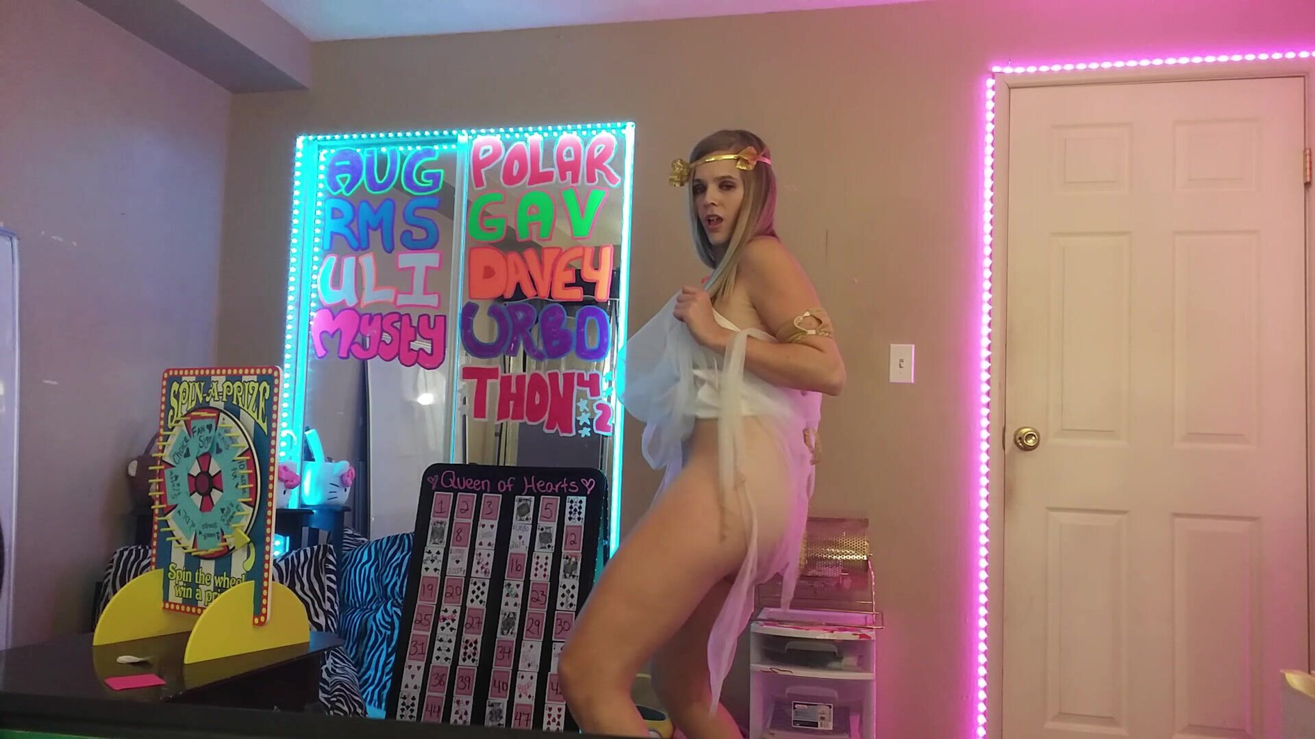 Candiecane Goddess Costume Strip Tease - masturbation - big tits