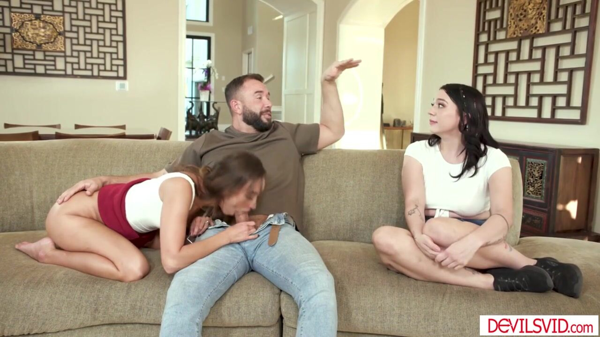 Wife fucks husband while bff watching - interracial - squirt - milf - voyeur - oral - deepthroat - masturbate - small tits - petite - brunette