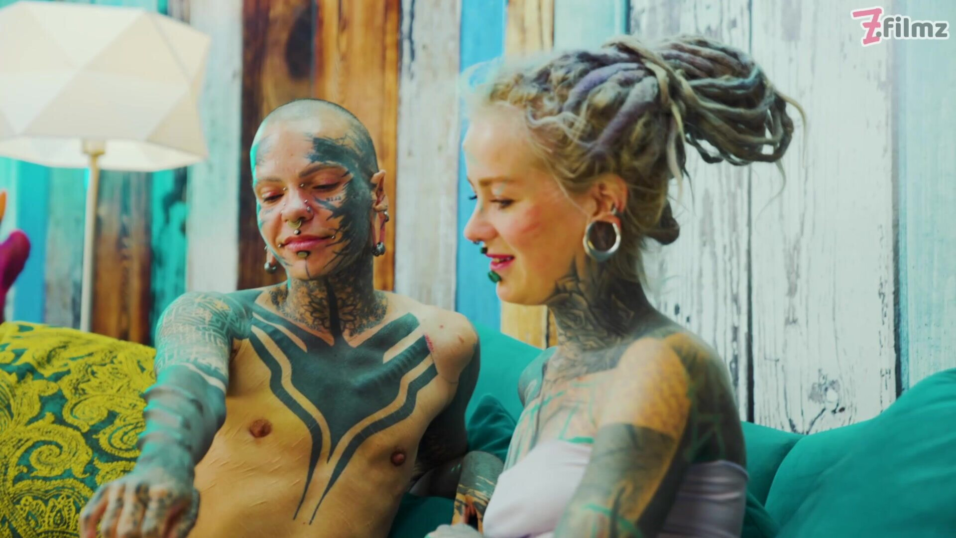 Alt beauty Anuskatzz stuffs Nahluu's pussy - zfilmz - tattoos - tattooed - trans - pussy licking - fingering - toy - blonde - small tits - piercings