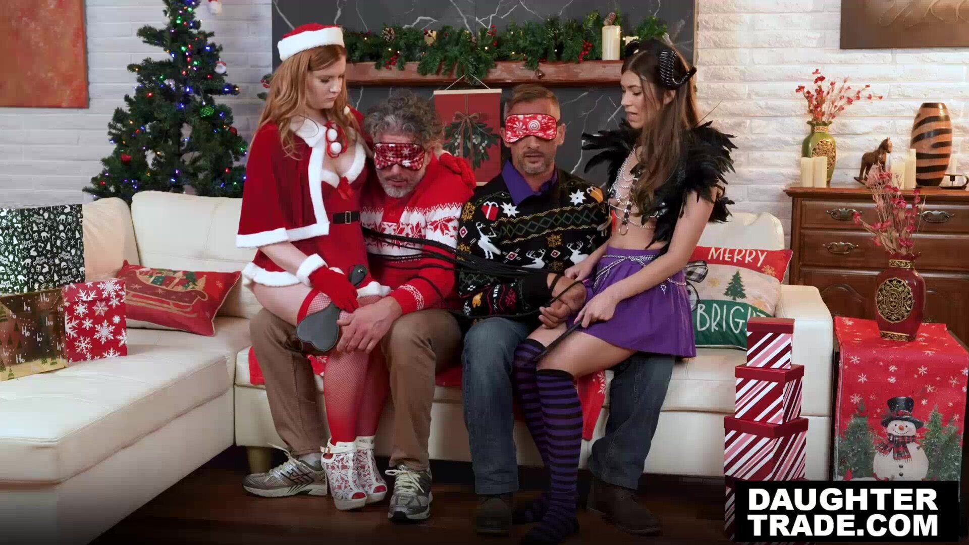 Harlow West and Ali Jones wants Christmas creampie - teens - stepdaughters - stepdads - gagging - small tits - pussy - cowgirl - fingering - group sex - hardcore