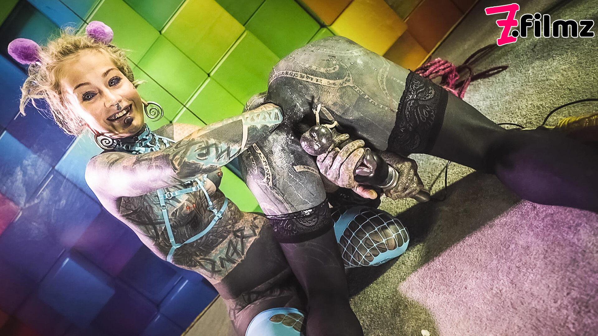 Heavily tattooed trans Lily Lu gets anal fisted - zfilmz - tattoos - tattooed - trans - anal - fisting - toy - bondage - dreads - blonde
