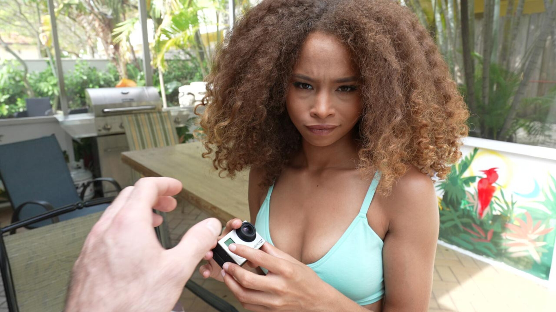 Stepbro, why were you secretly filming me - stepsister - stepbrother - pov - black - ebony - small tits - blowjob - shaved pussy - ass - step-fantasy