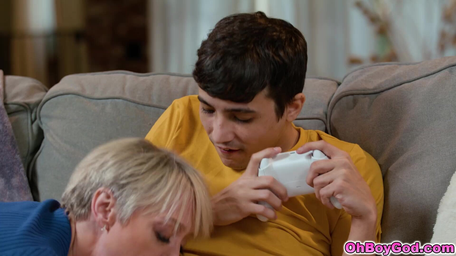 Stepmom and stepsons hot two player game - stepmom - stepson - family porn - family sex - old young - mom porn - blonde - big tits - milf - tattoos