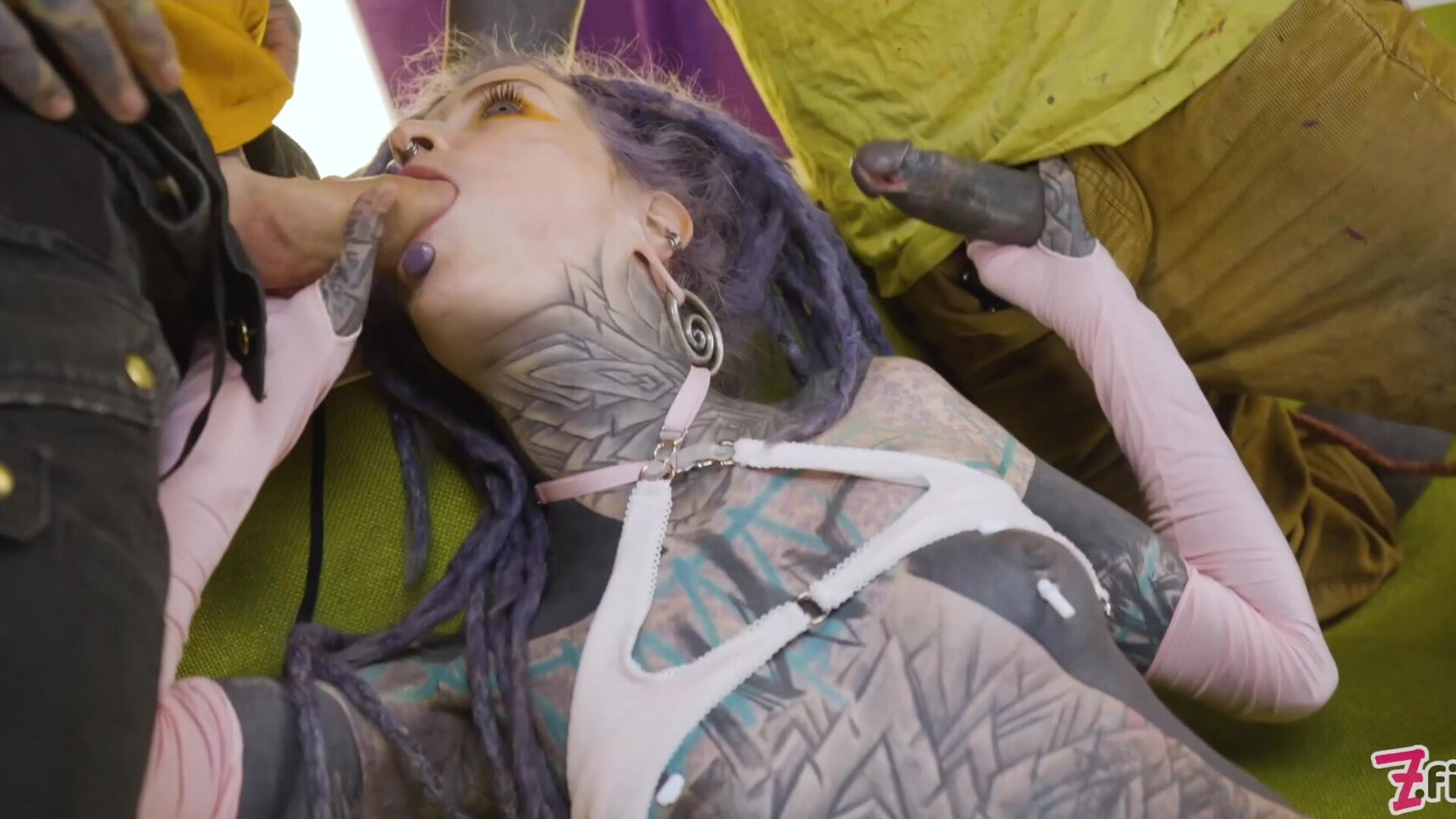 Tattooed beauty Anuskatzz has her ass gaped - zfilmz - tattoos - tattooed - threesome - anal - double anal - blowjob - deepthroat - gaping - double penetration