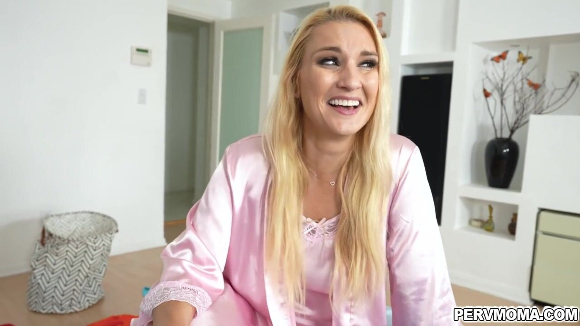 Alex earned points to play Julia's natural titties - pervmom - blonde - big tits - flashing - lingerie - milf - older - stepmom - stepson - tit play