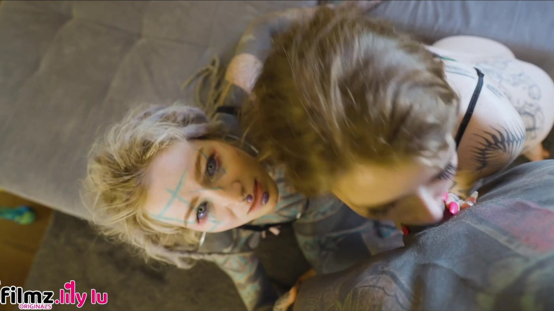 Alt punk girls Anuskatzz and Eden share a tattooed cock - zfilmz - tattoos - tattooed - threesome - anal - blowjob - deepthroat - pov - pussy licking - toy