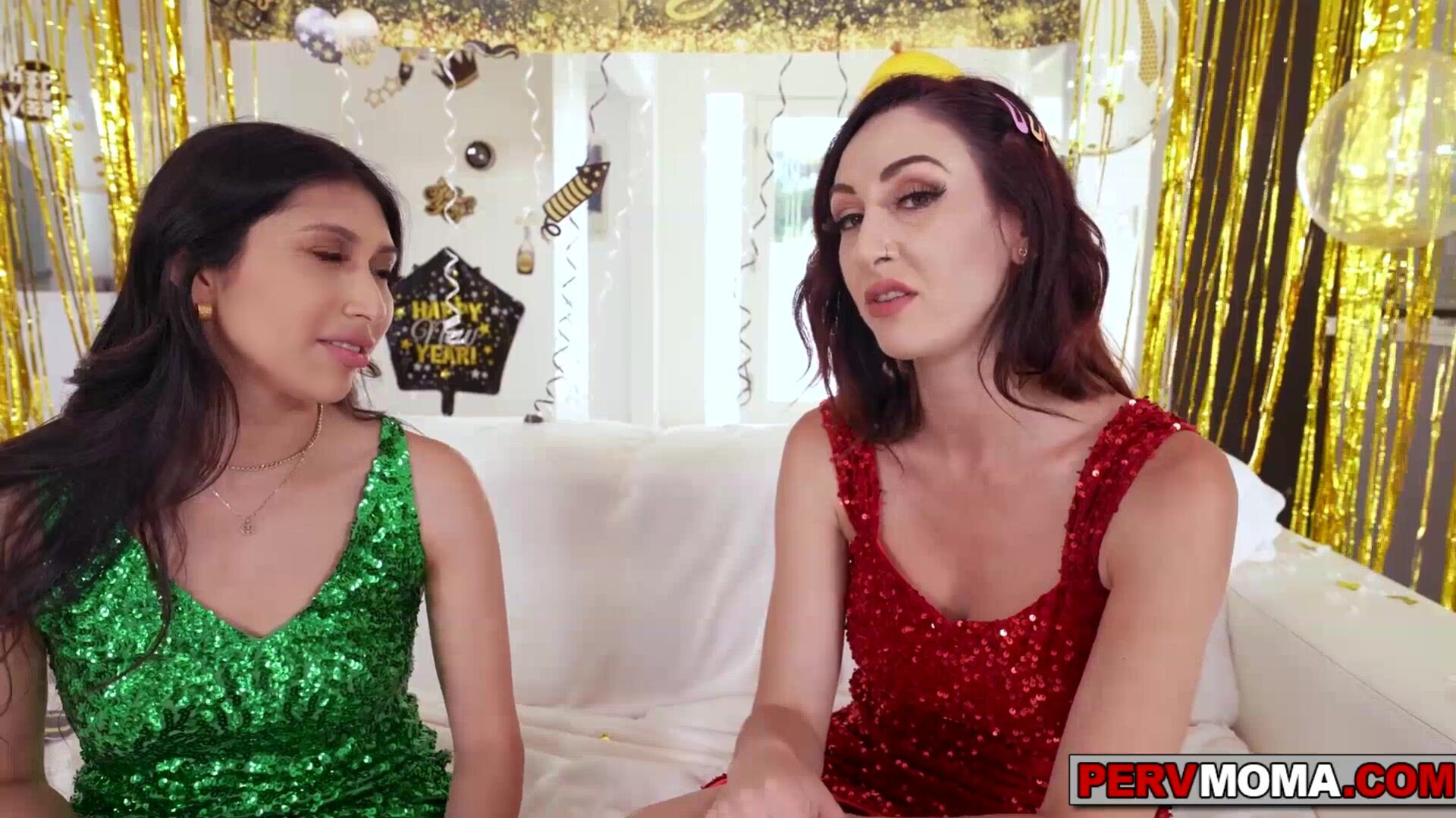 Fucking my stepmom and my girlfriend together in bed - pervmom - milf - stepmom - stepson - teen - brunette - threesome - blowjob - big cock - pussy